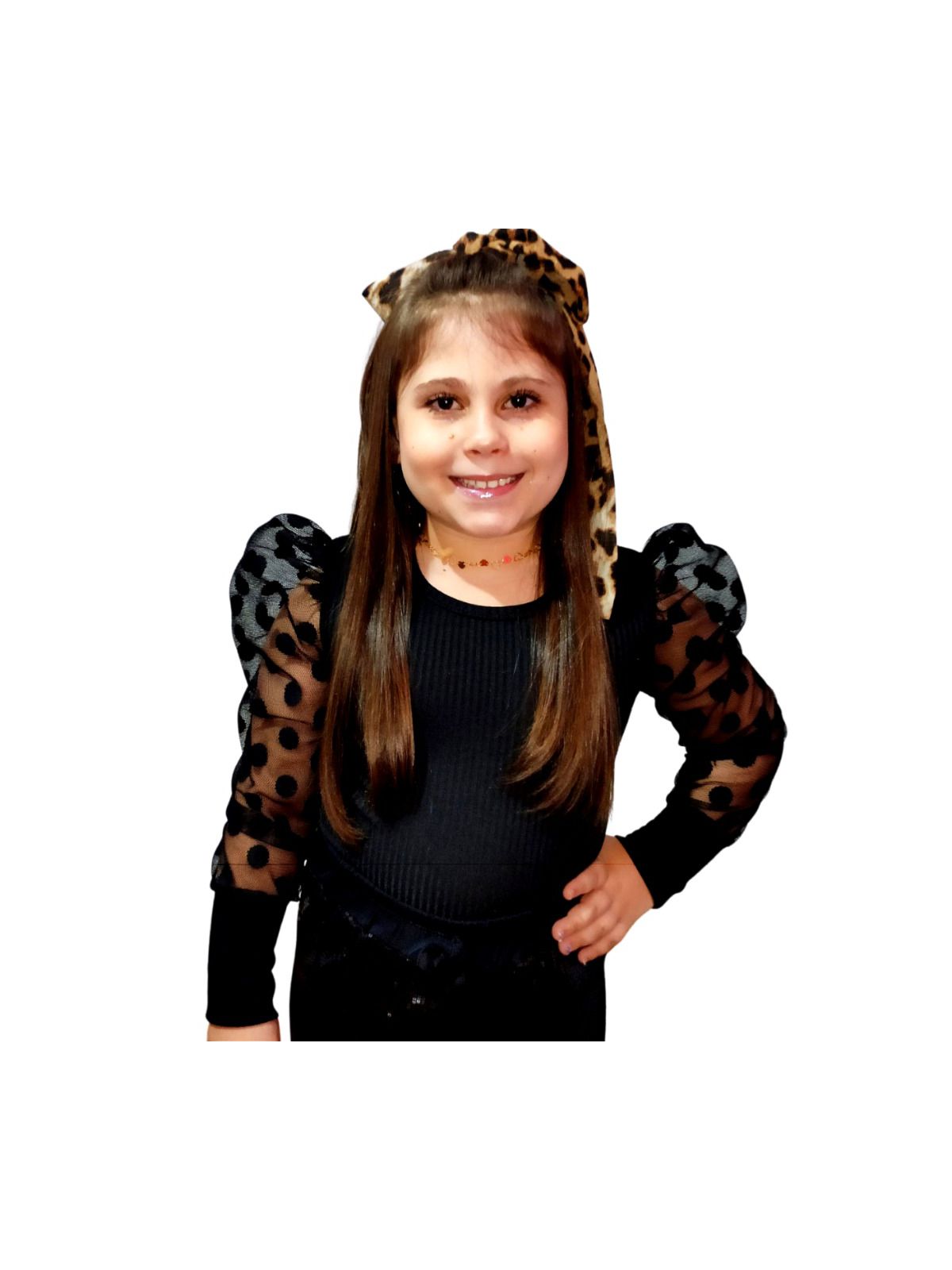 Blusa Manga Tule Preta - Isa Cintra Moda Infantil