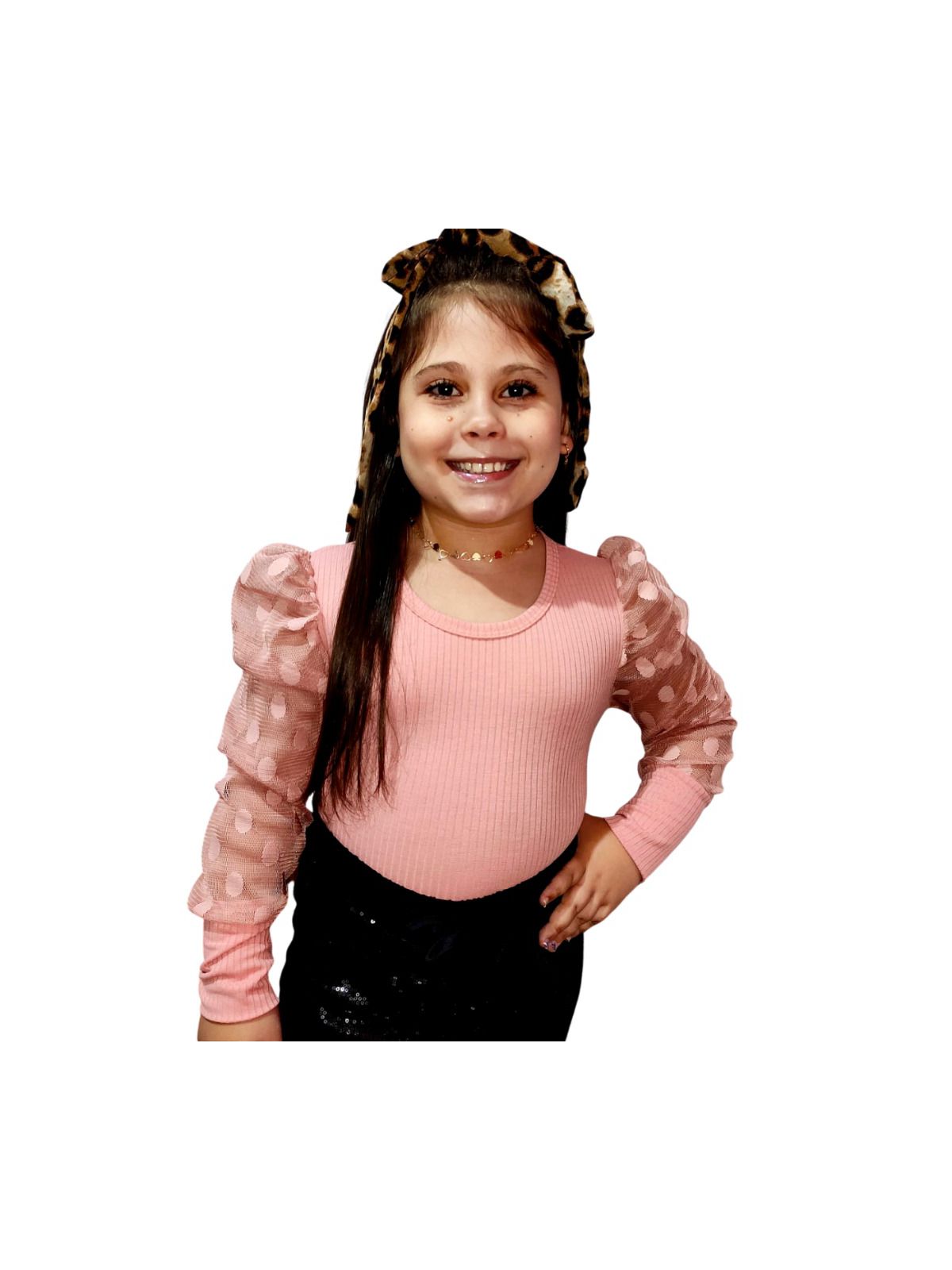 Blusa Manga Tule Rosé - Isa Cintra Moda Infantil