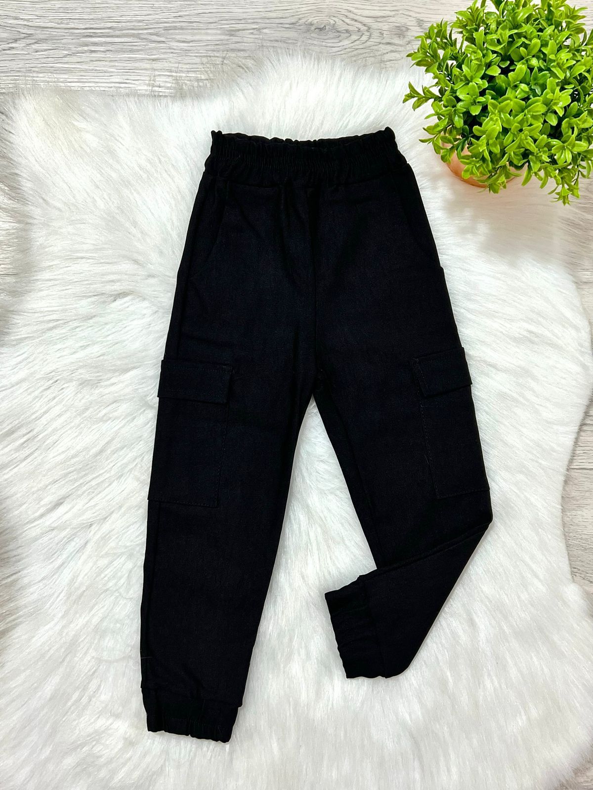 Calça Militar Cargo Preta - Isa Cintra Moda Infantil