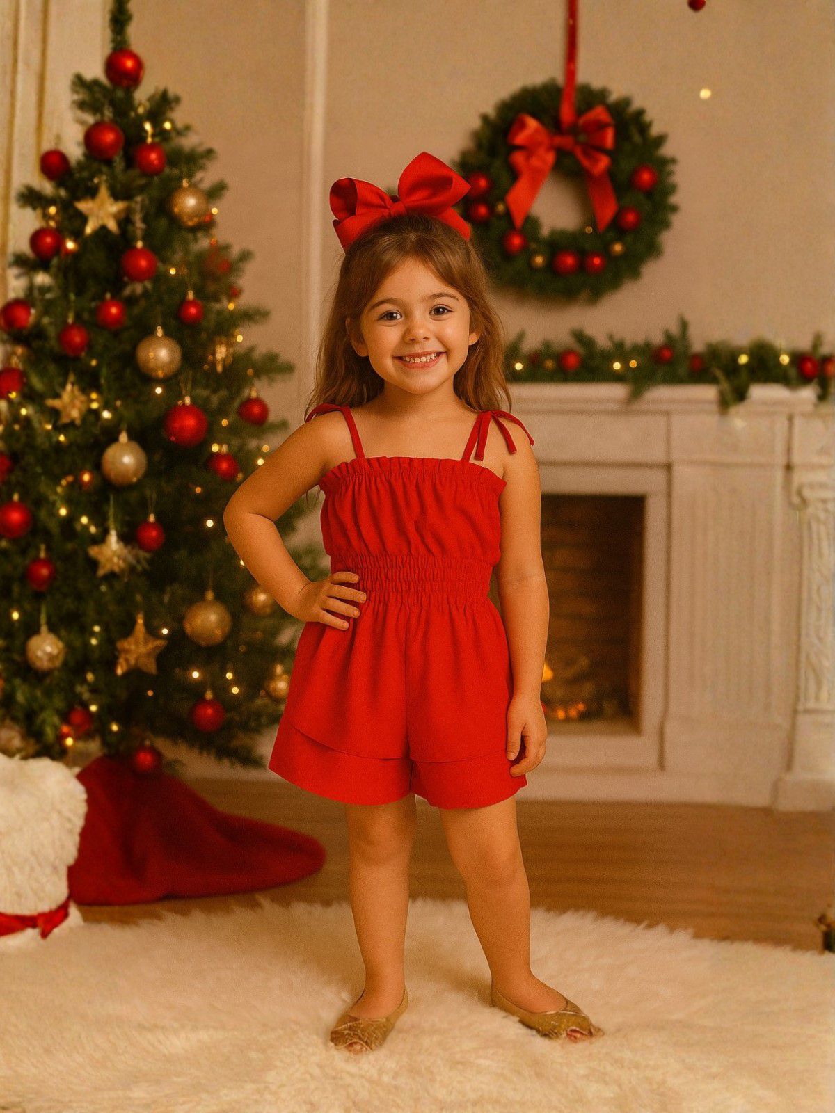 Macaquinho Vestido Vermelho - Isa Cintra Moda Infantil