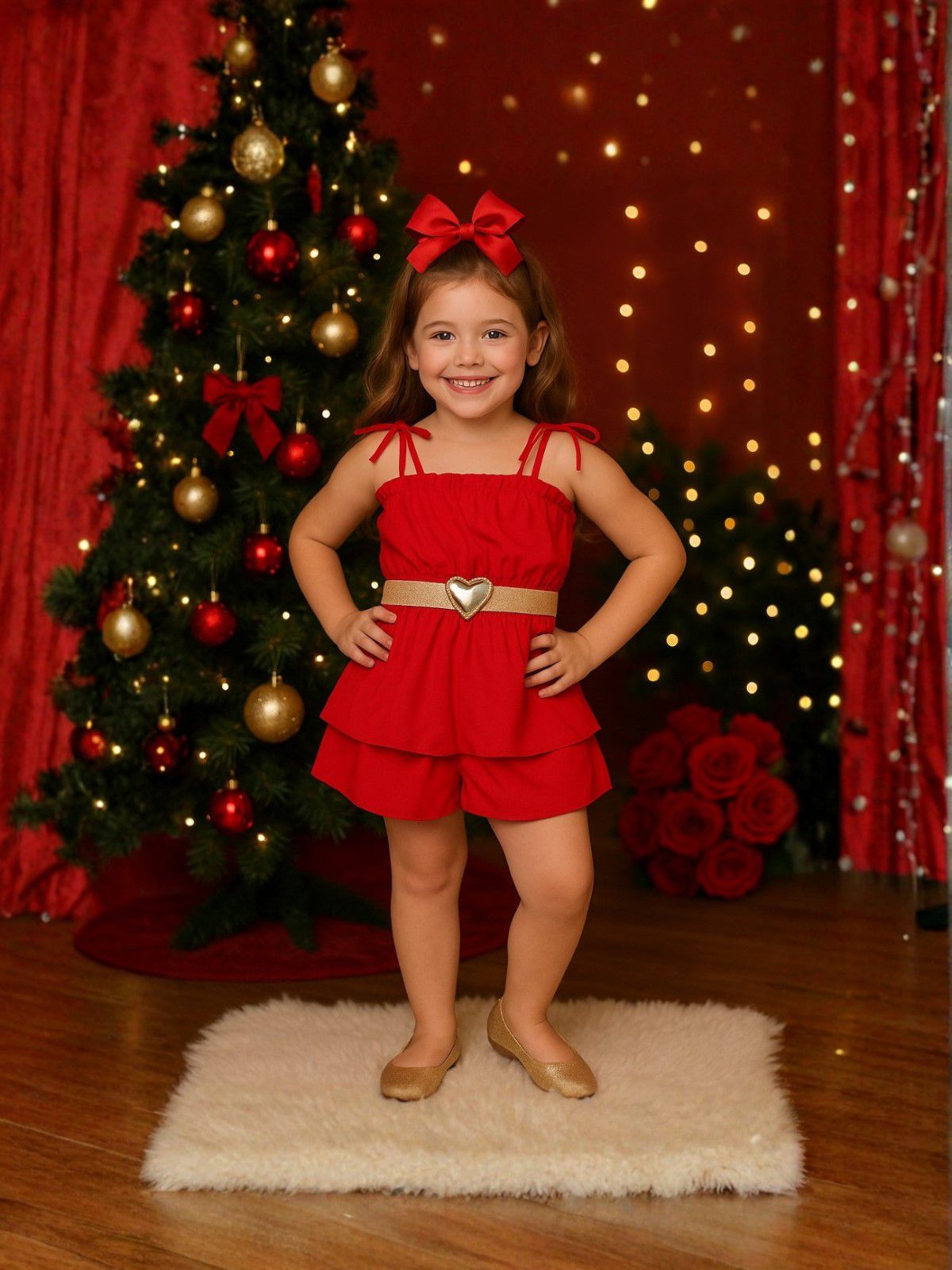 Macaquinho Vestido Com Cinto - Isa Cintra Moda Infantil