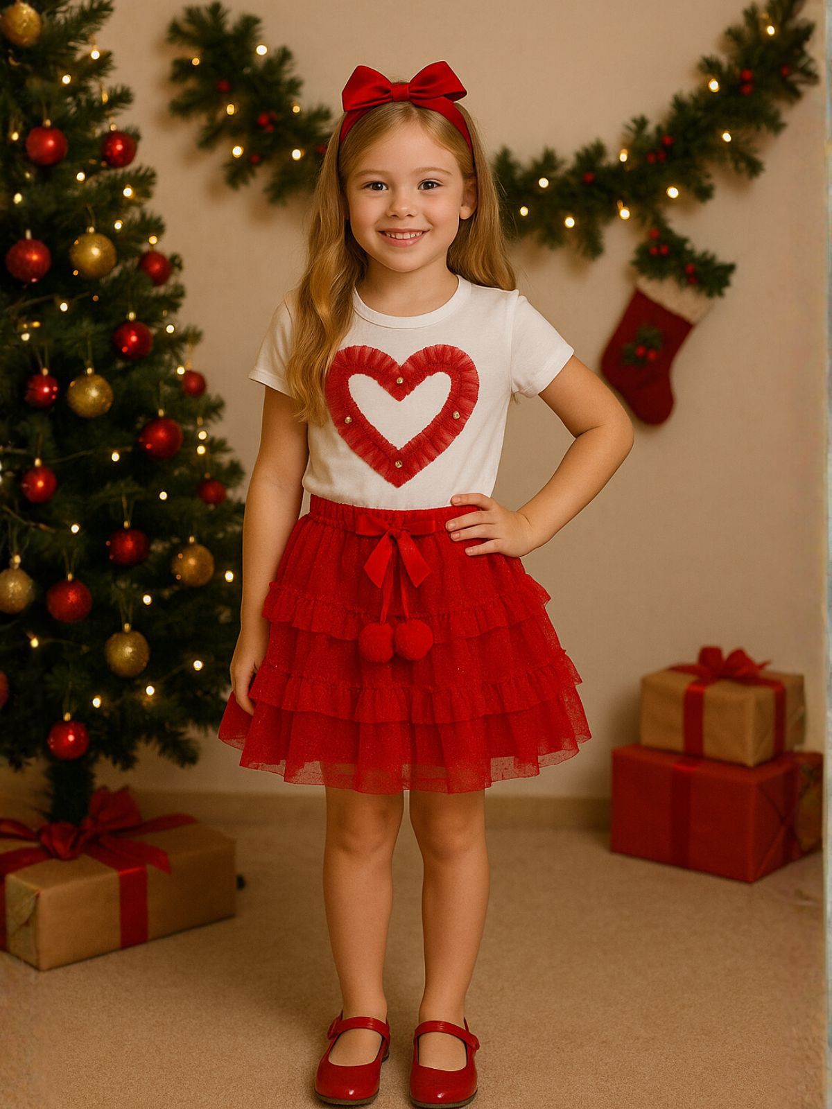 Conjunto Tule Coração Vermelho - Isa Cintra Moda Infantil