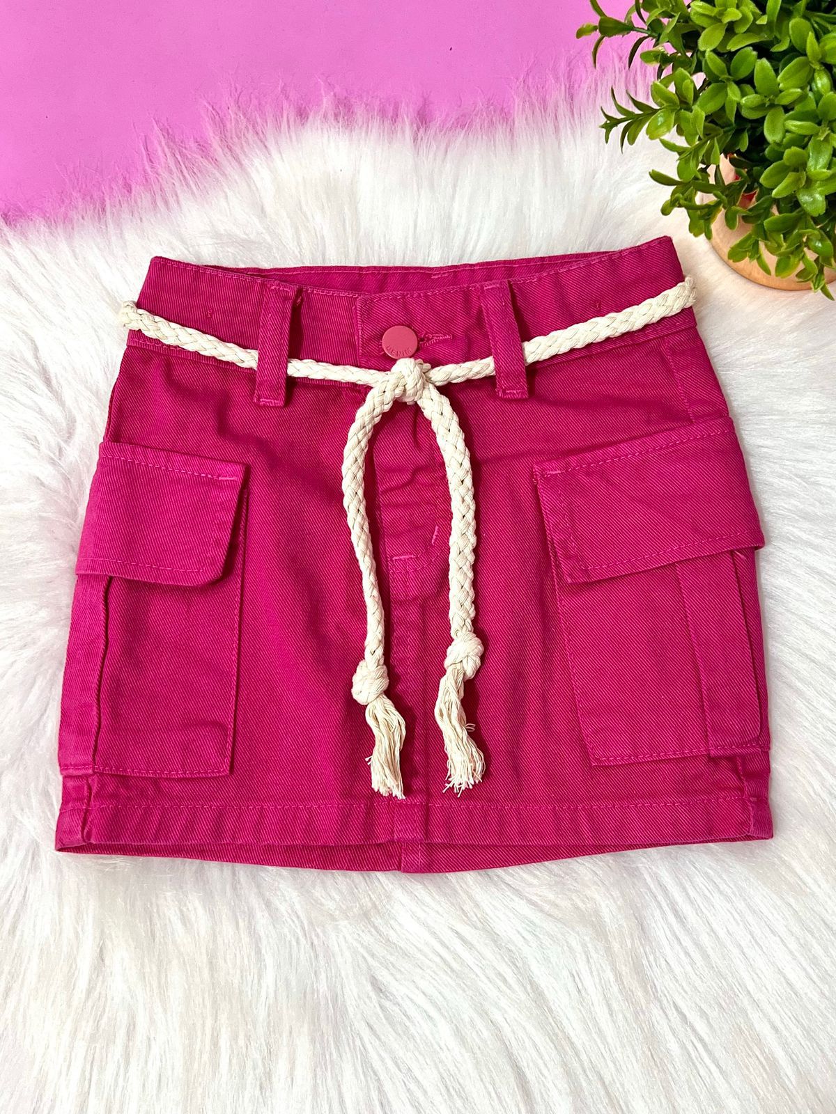 Saia Jeans Rosa Destroyed - Isa Cintra Moda Infantil