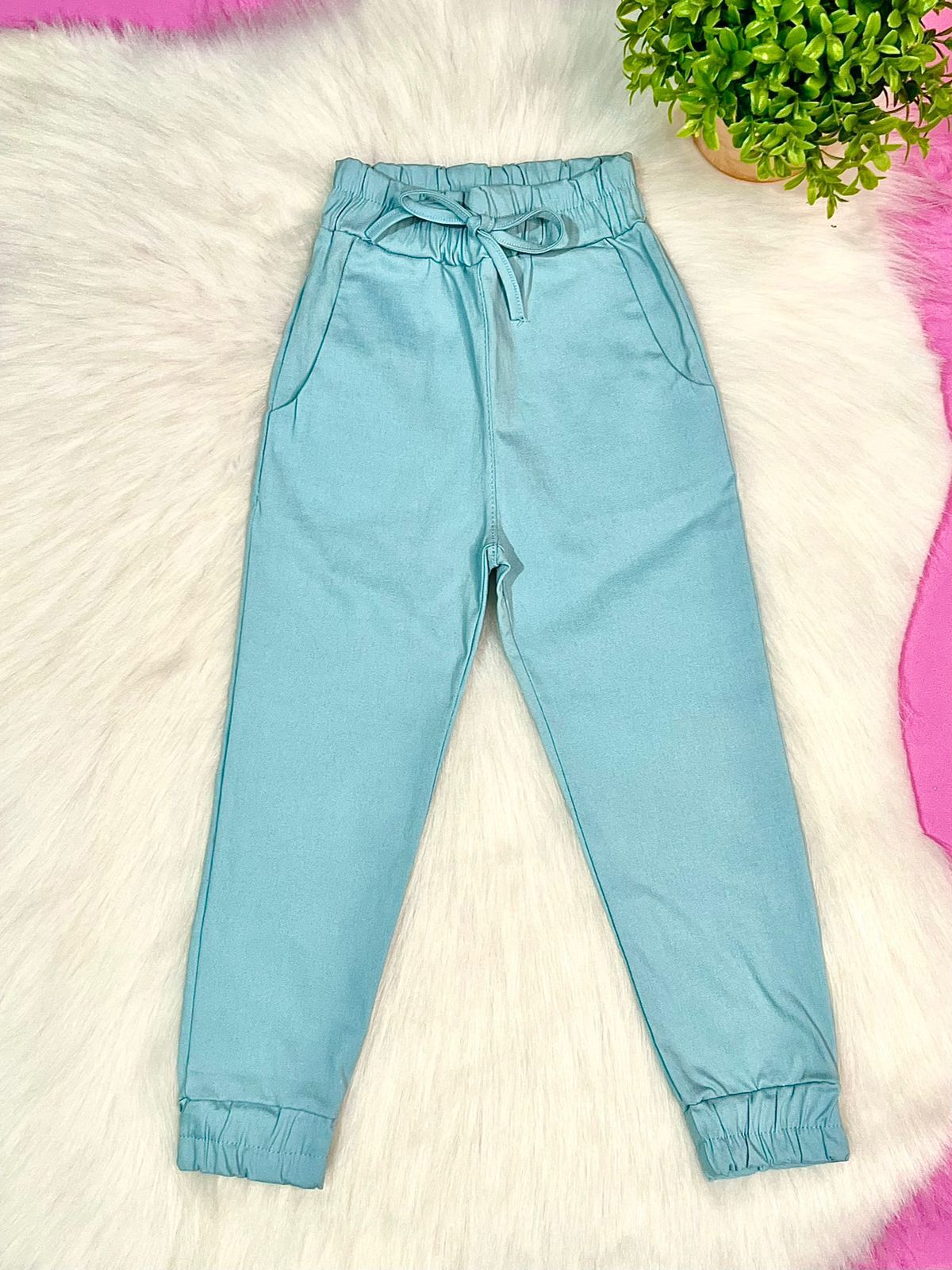 Calça jogger infantil Bengaline Azul - Isa Cintra Moda Infantil