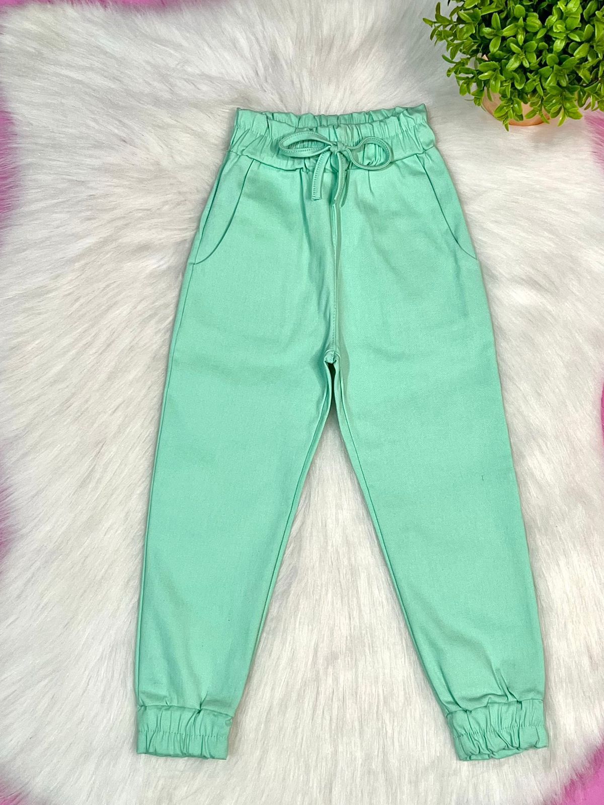 Calça jogger infantil Bengaline Verde - Isa Cintra Moda Infantil