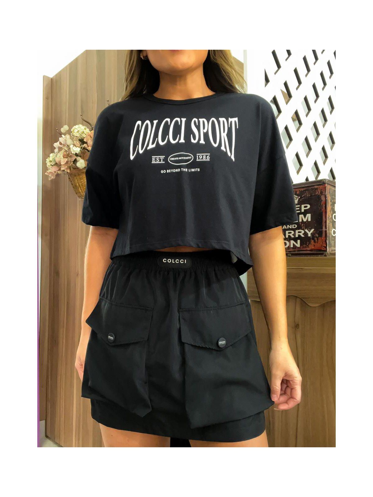 Camiseta Cropped Preta Est 1986 Colcci