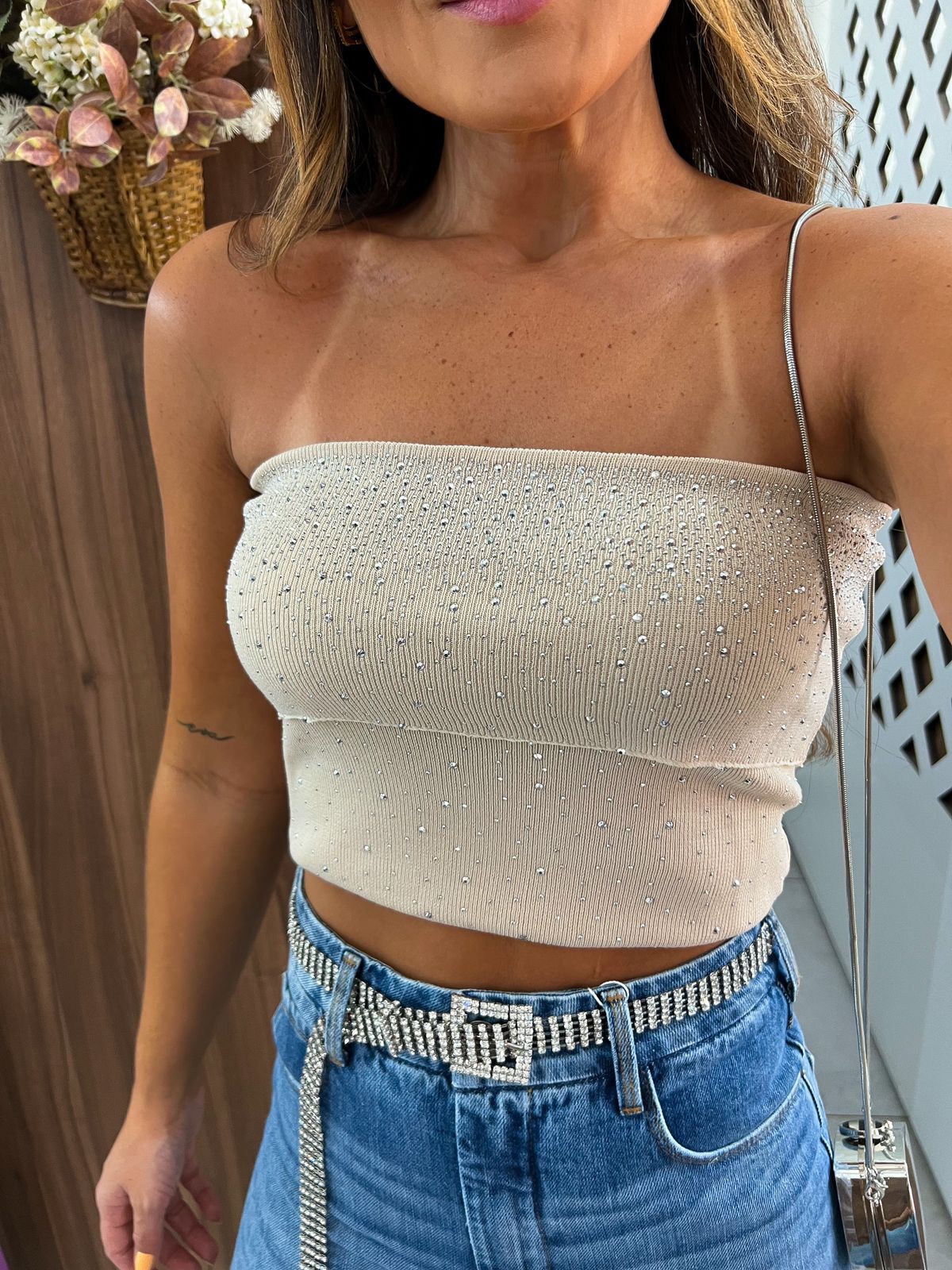 Blusa Tomara Que Caia Creme Brilhos