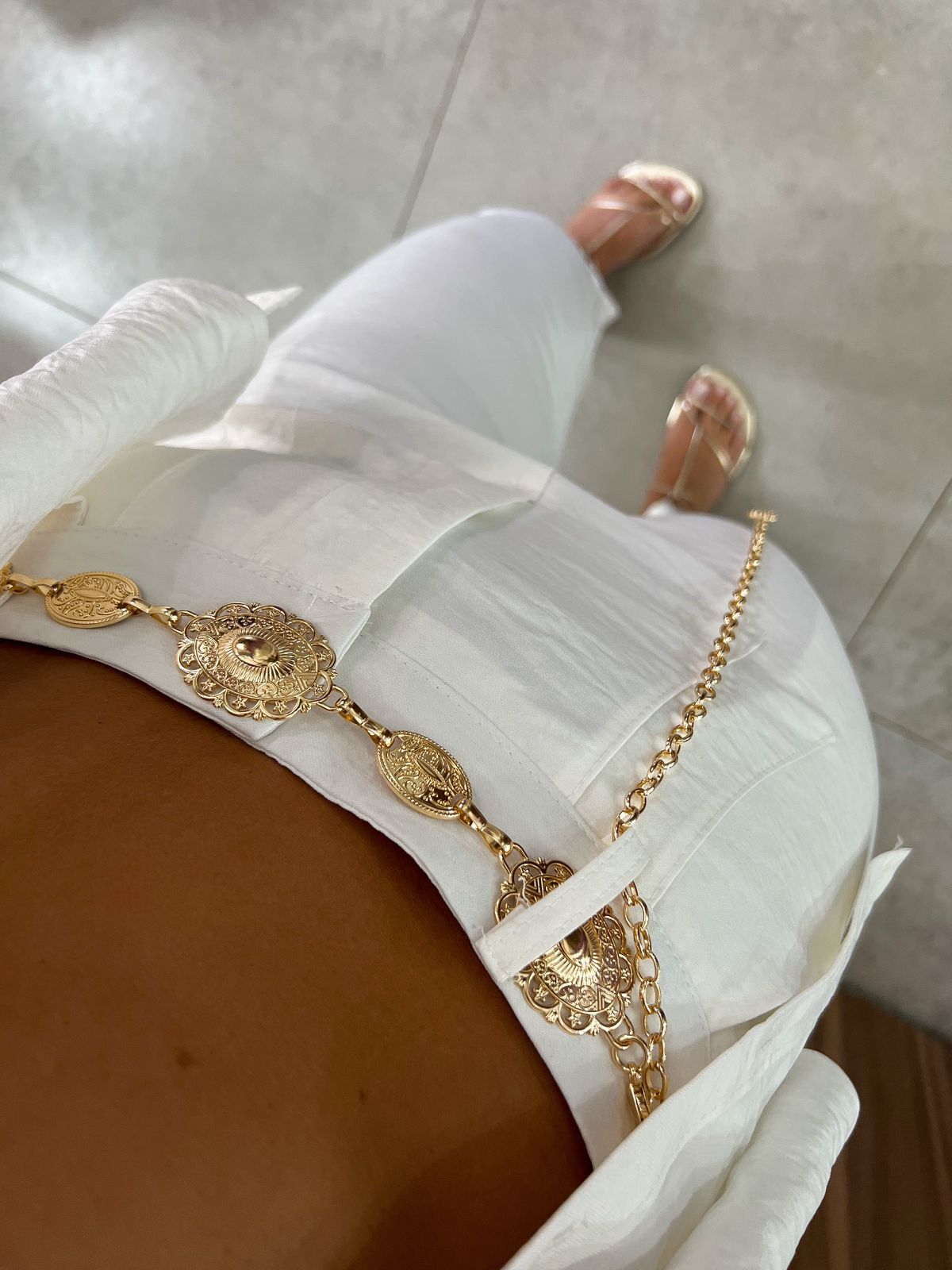 Cinto Oval Boho Dourado