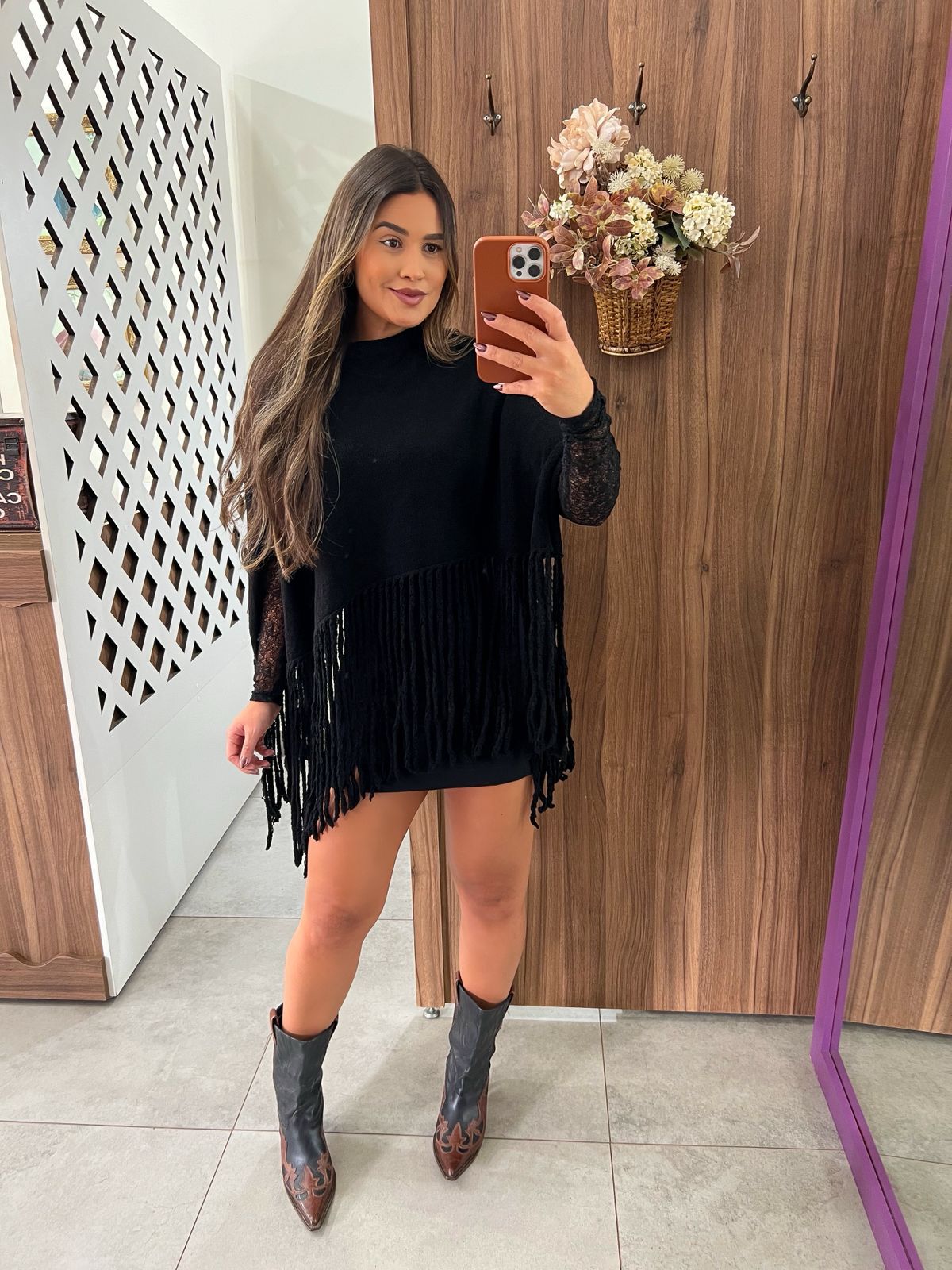 Poncho Tricot Preto