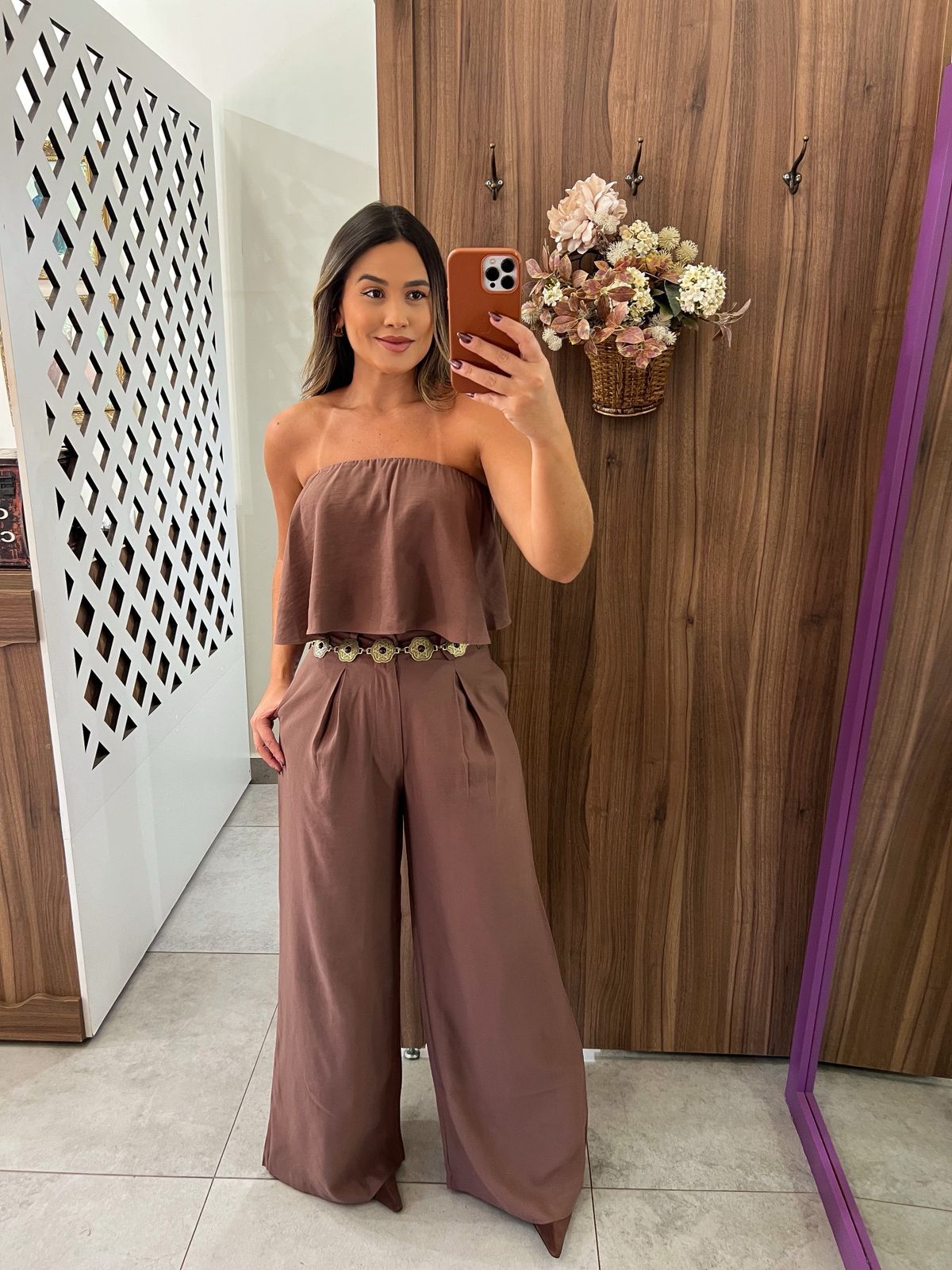 Calça Pantalona Madalena Cappuccino