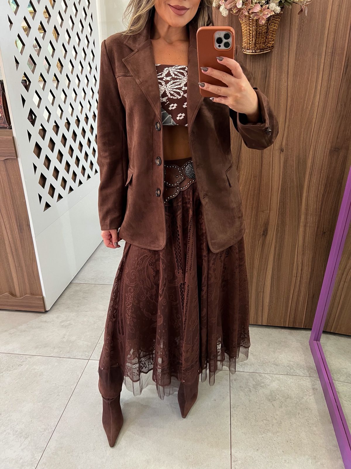 Blazer Camurça Marrom Sabrina
