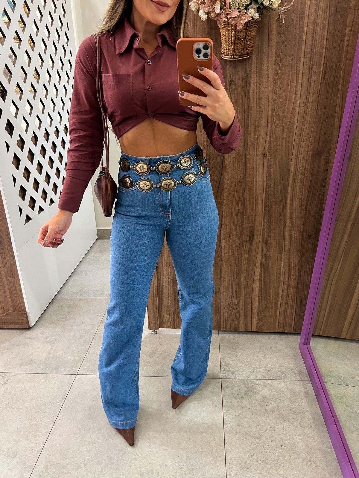 Calça Reta Jeans Médio