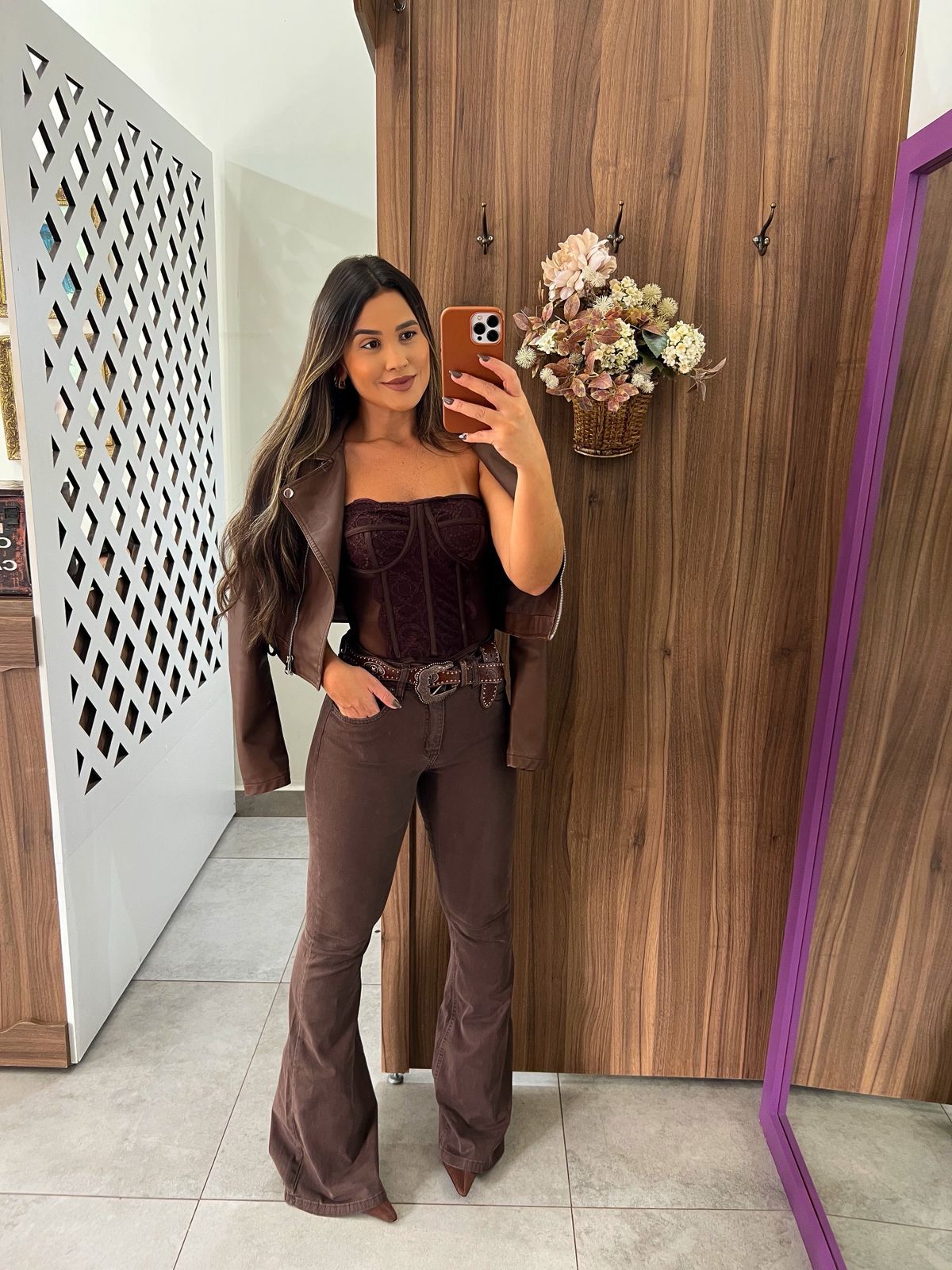 Calça Flare Joana Marrom