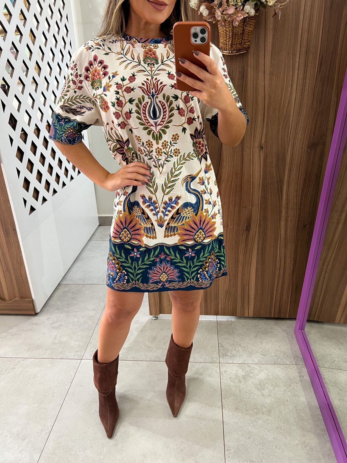 Vestido T-Shirt Basico Estampado Jardim Maravilhoso Farm 