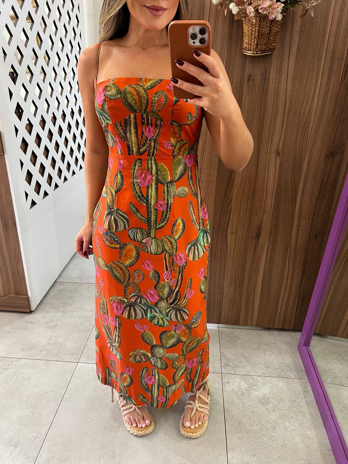 Vestido Reto Estampado Cactus Farm