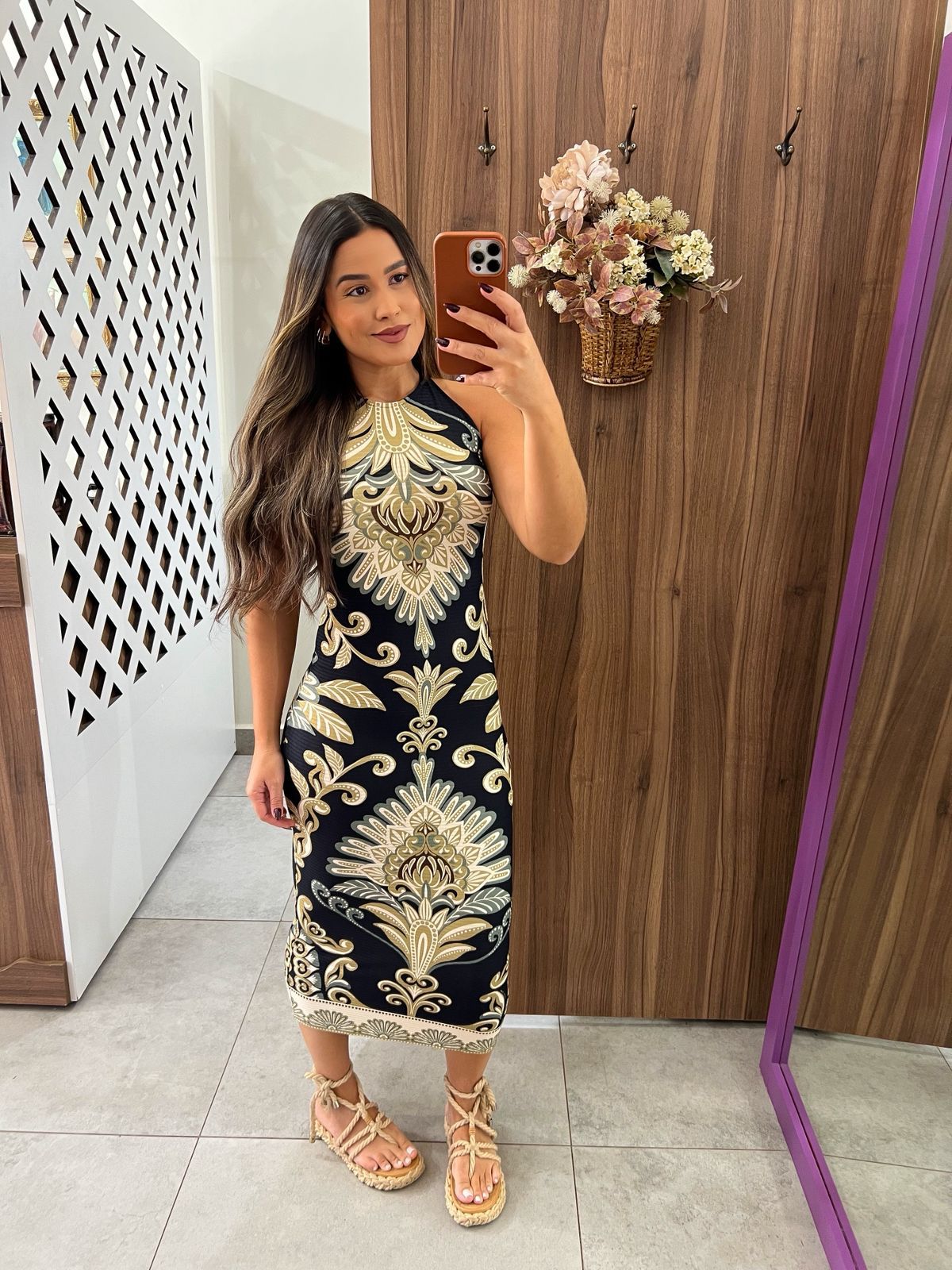 Vestido Midi Estampado Geórgia Farm
