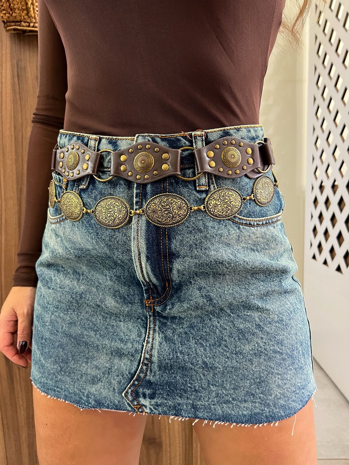 Saia Curta Jeans Bastille Dirty Wash Alcance