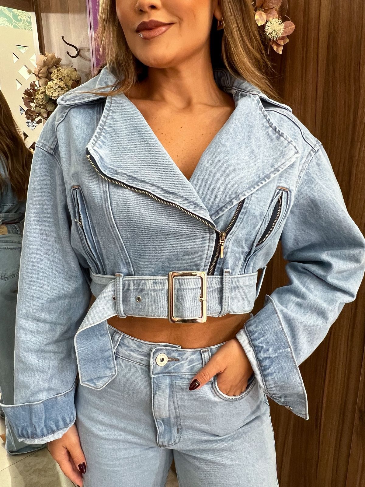 Jaqueta Jeans Cropped Nxo