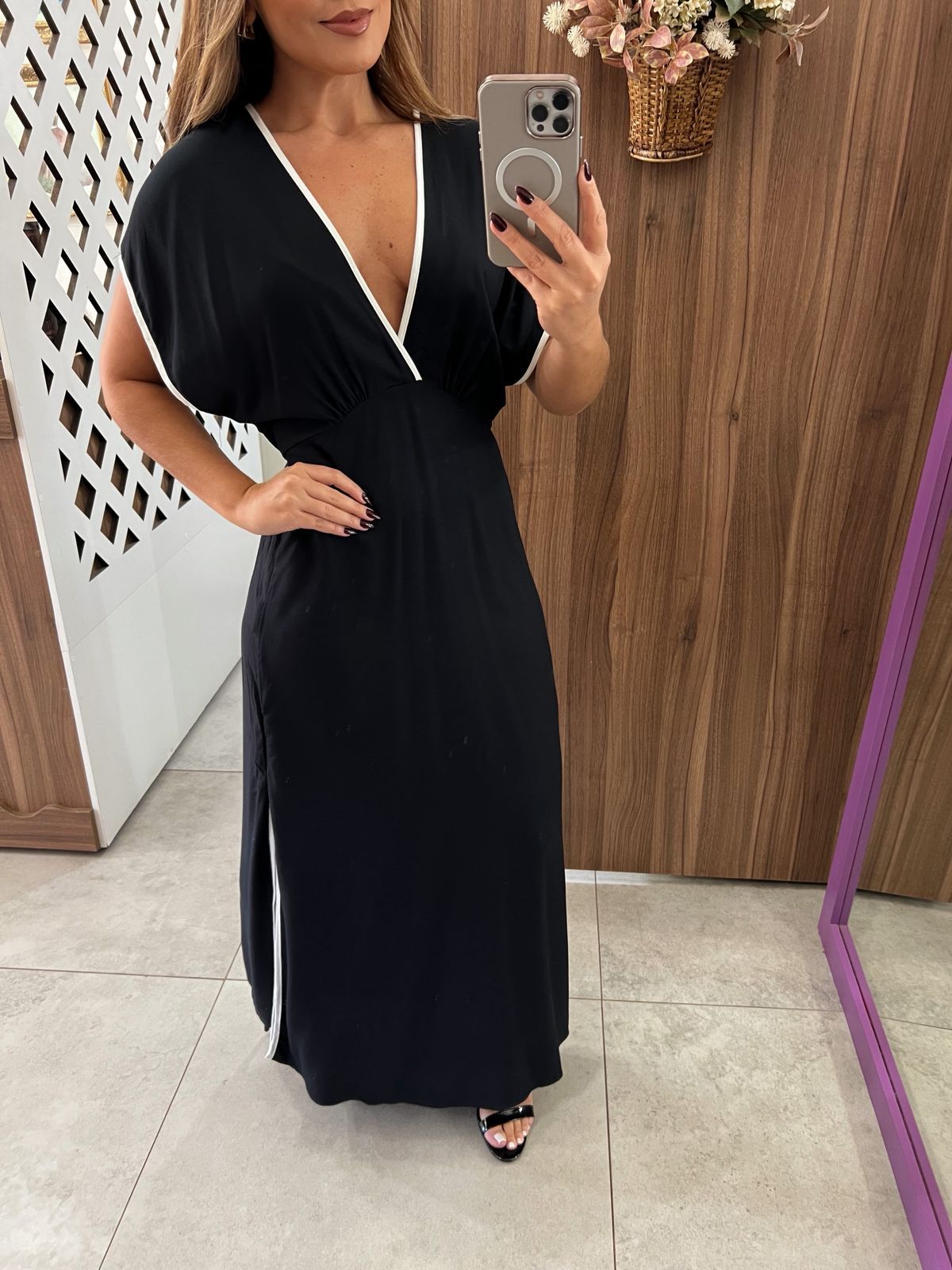 Vestido Longo Viscose Preto Colcci 