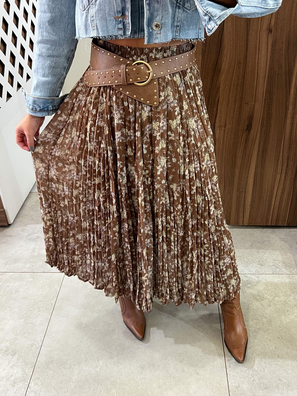 Saia Midi Estampada Floral Angel 