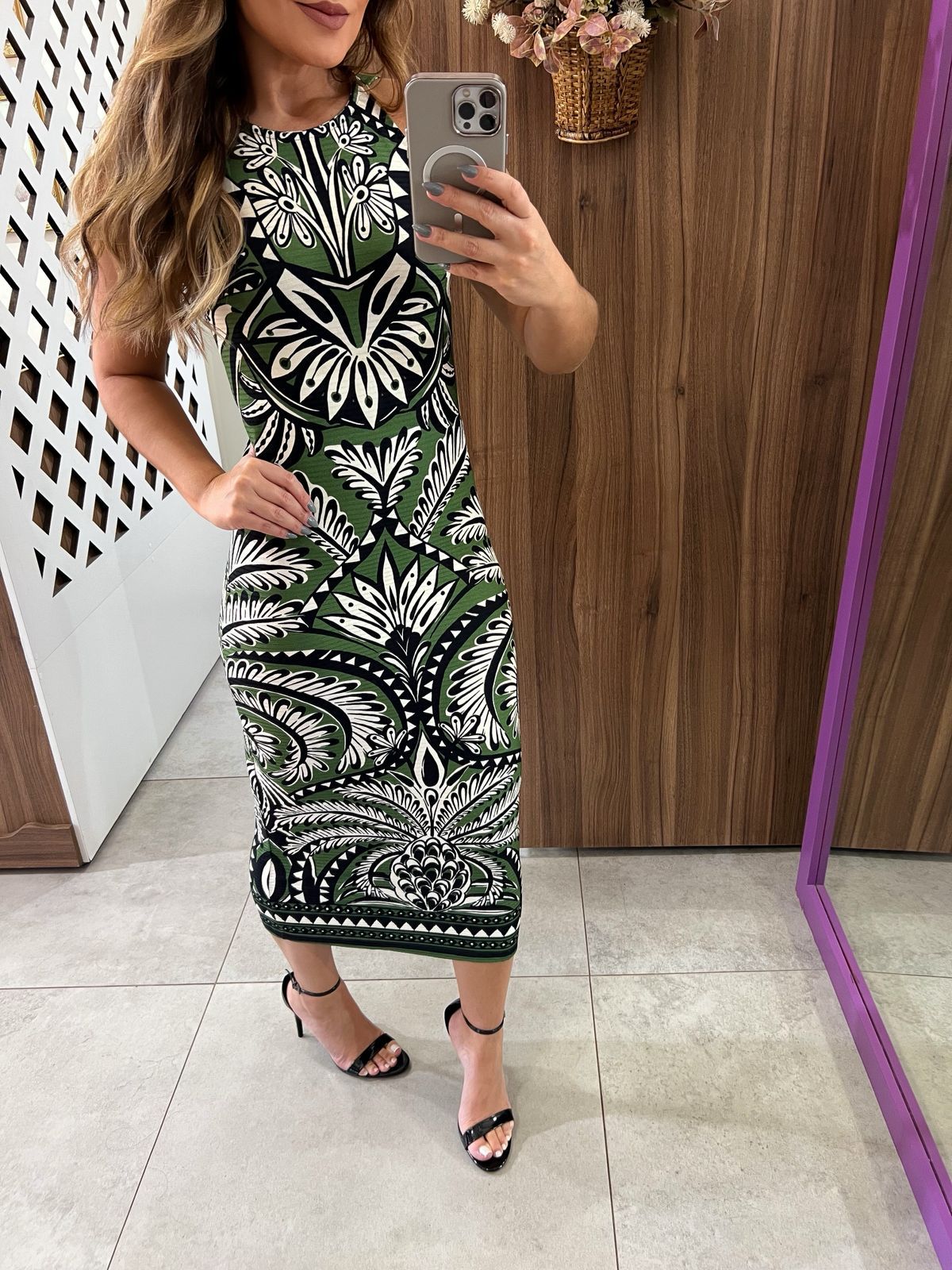 Vestido Midi Estampado Balamana Farm