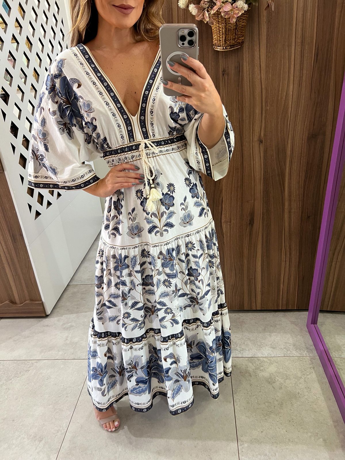 Vestido Midi Marcelle Off White Farm