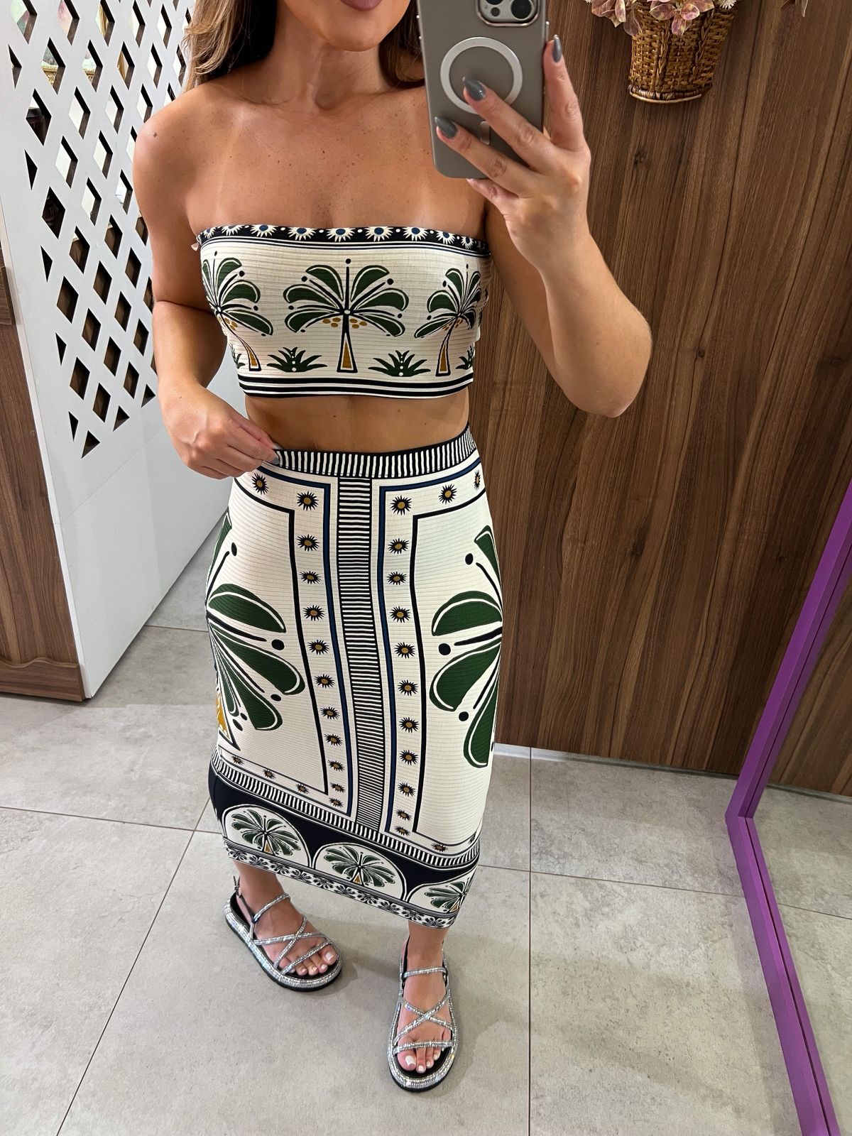 Top Reto Estampado Jardim Tropical Farm