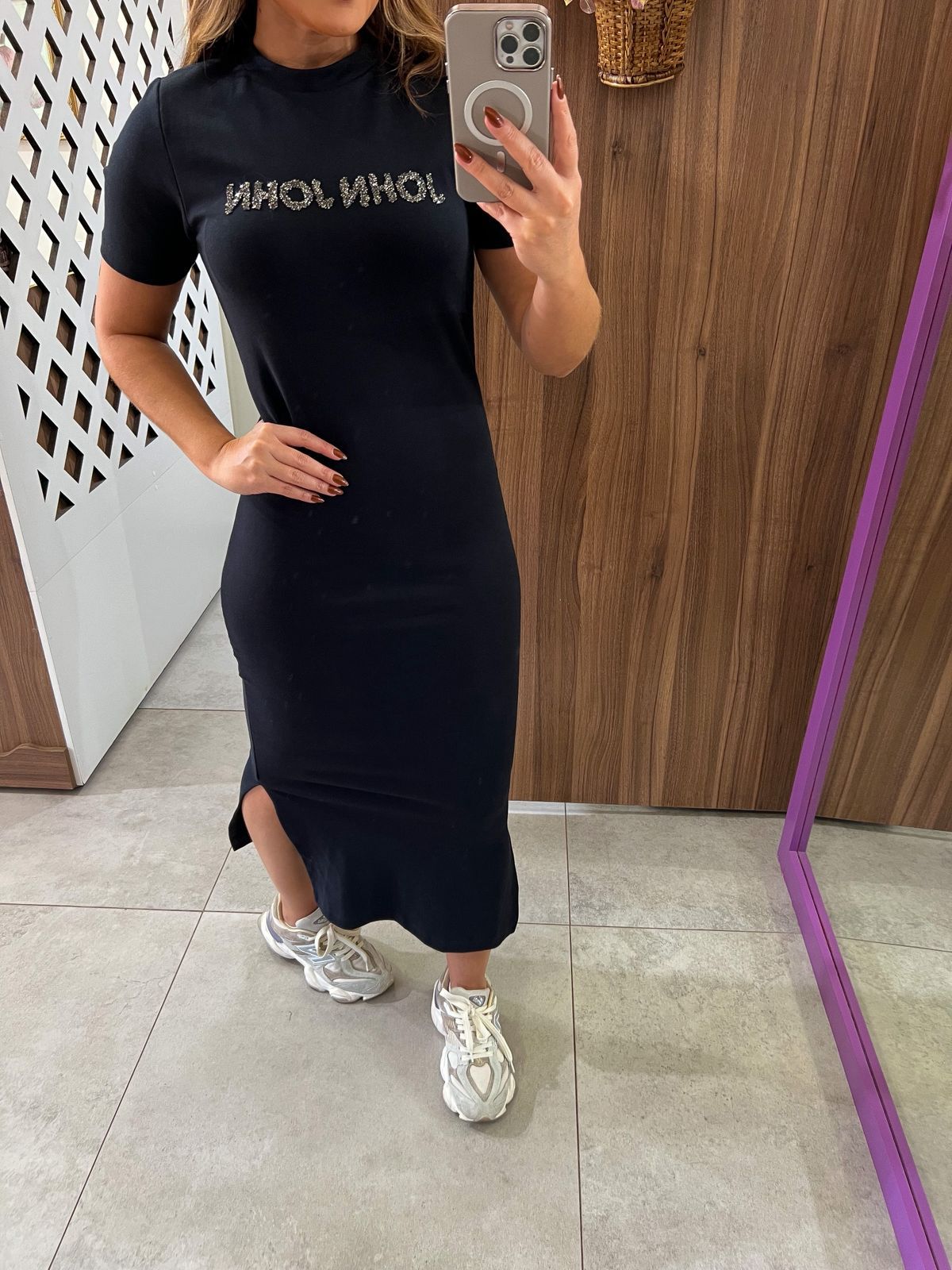 Vestido Justo JJ Crystal Preto John John 