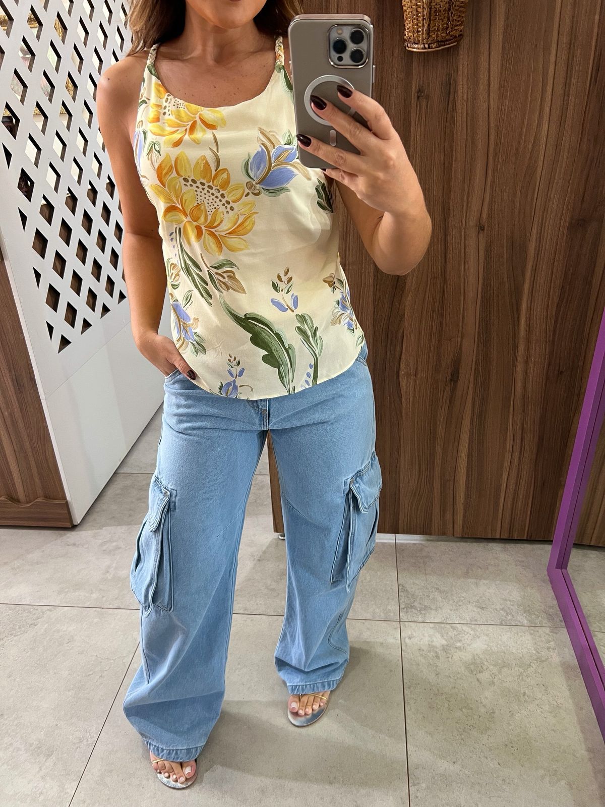 Blusa Estampada Com Alças Trançadas E Decote Nas Costas Lez a Lez 