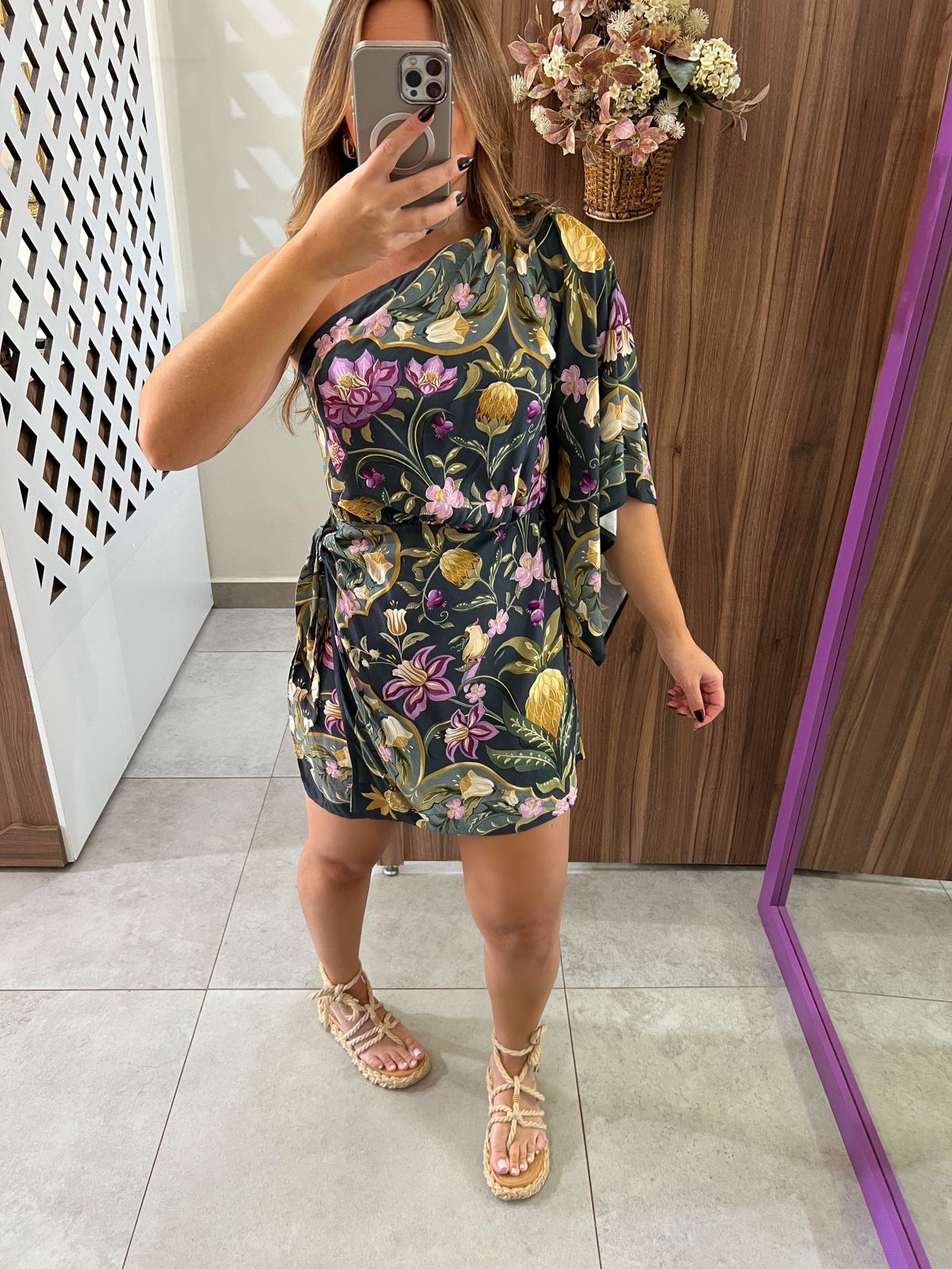 Vestido Curto Ombro Só Estampado Lenço Floral Farm