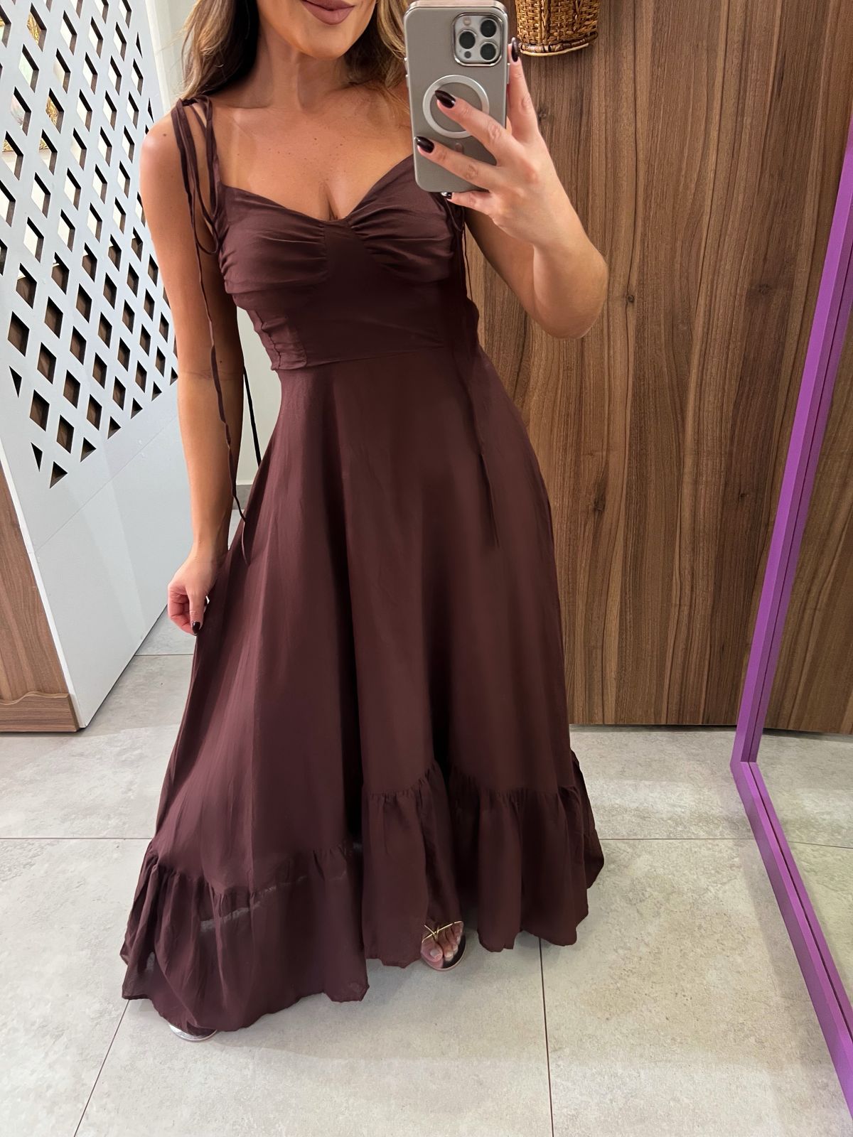 Vestido Longo Marrom Mabel 