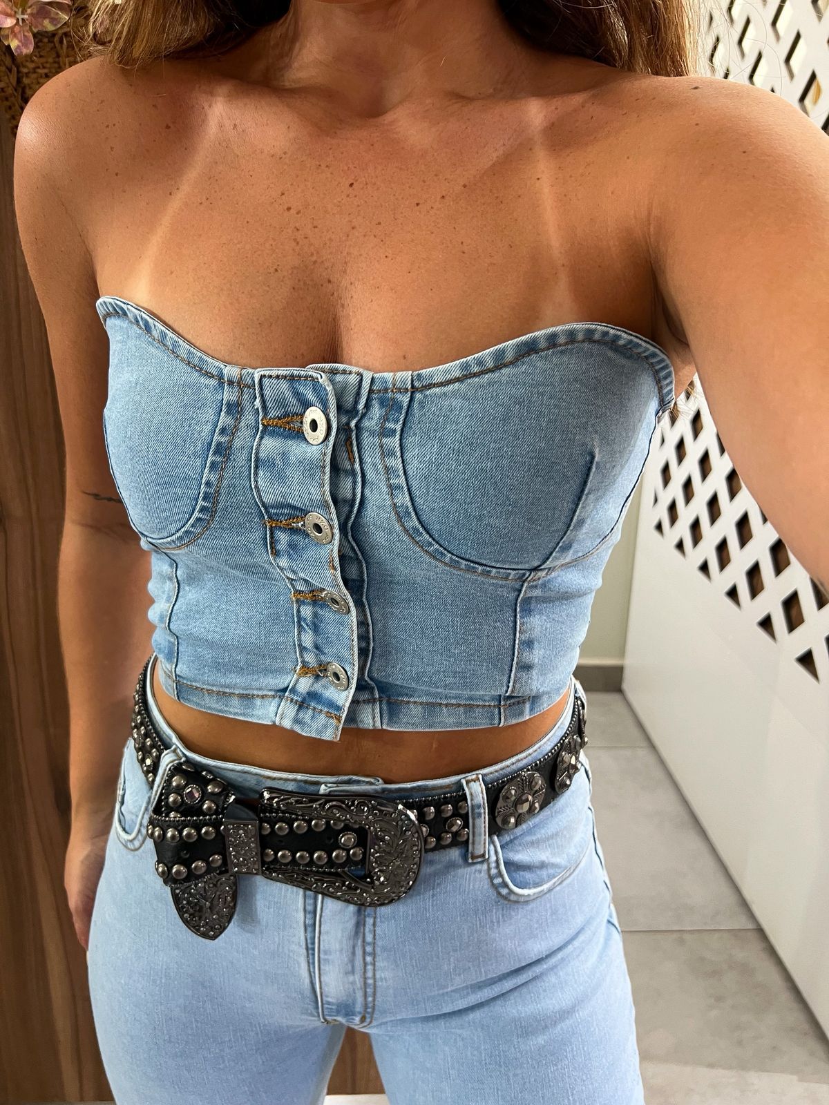 Top Jeans Claro Corset Nxo