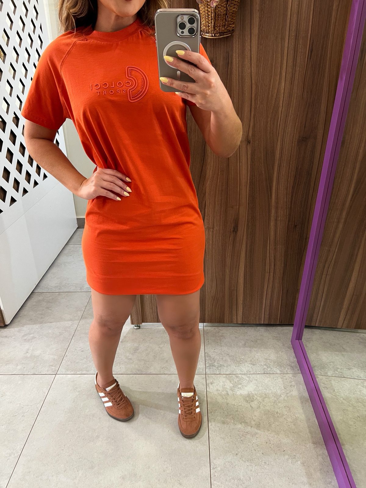 Vestido Curto Comfort T-shirt Laranja Colcci