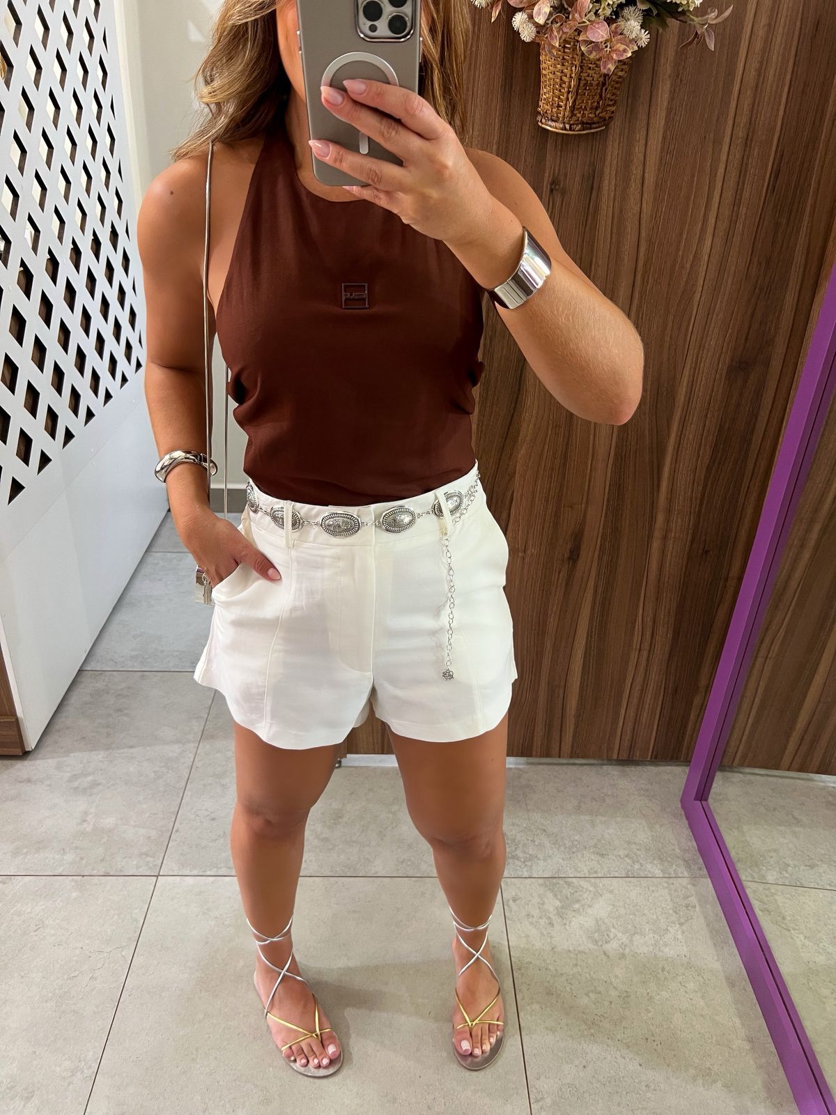 Short Em Linho Encurtado Off White Colcci