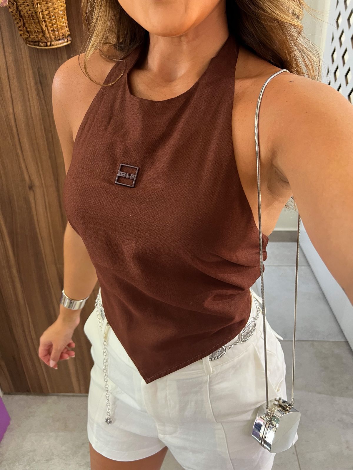 Blusa Comfort Amarração Marrom Colcci CLC