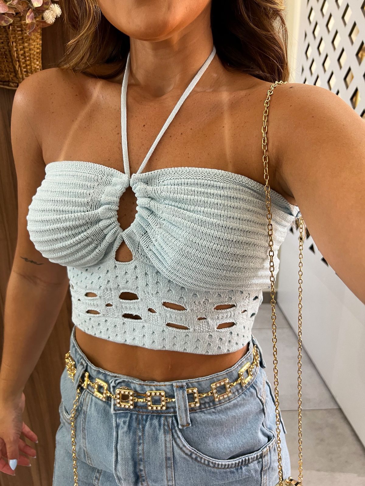 Top Tricot Azul Ice Mia 