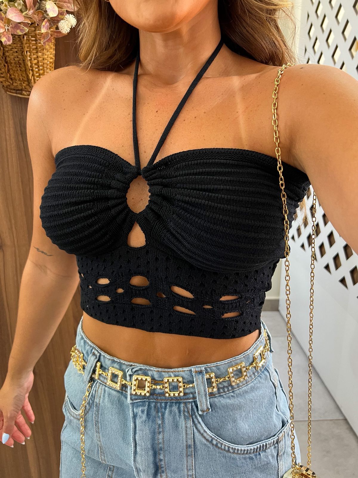 Top Tricot Preto Mia 