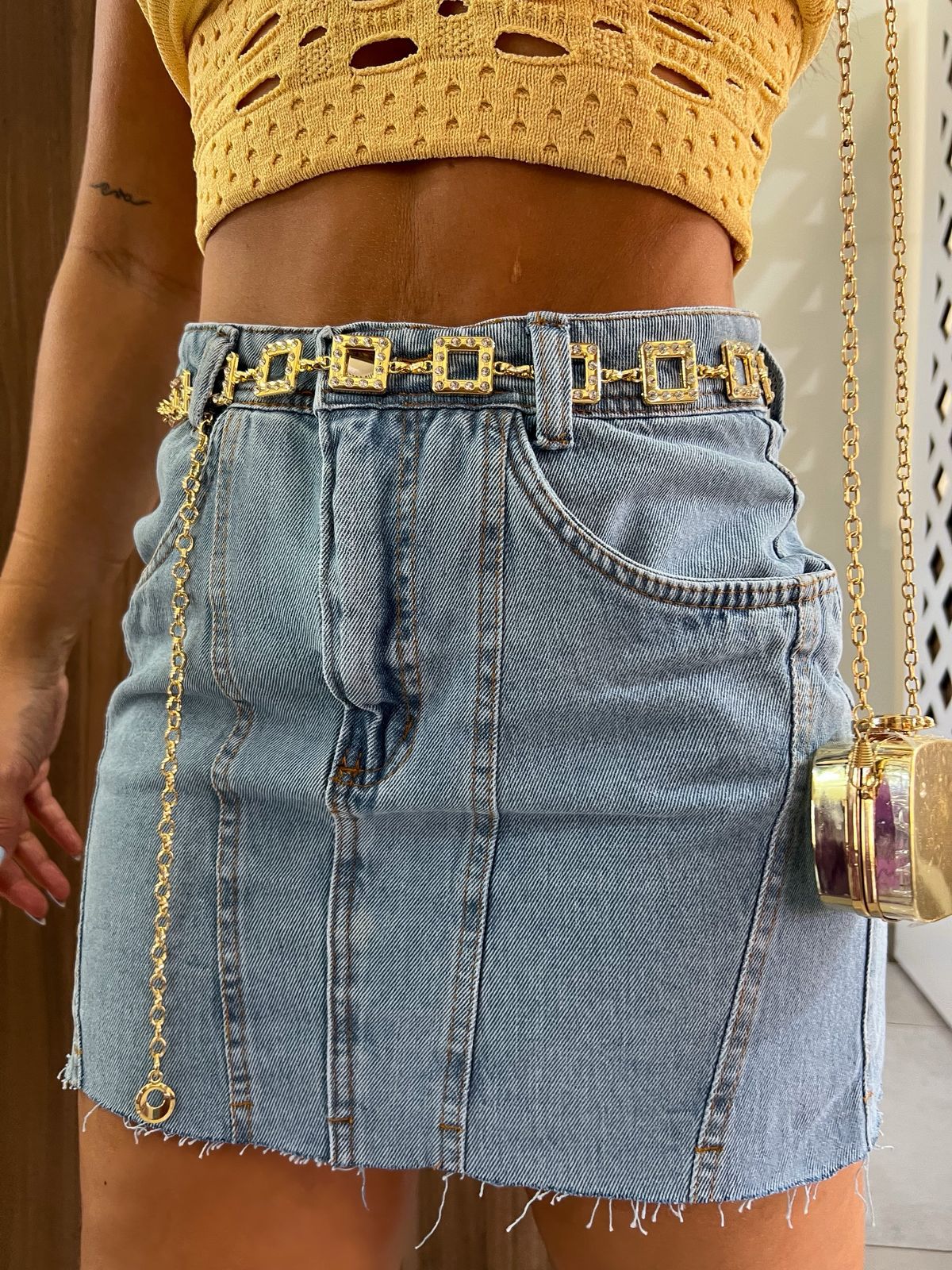 Saia Jeans Costuras 