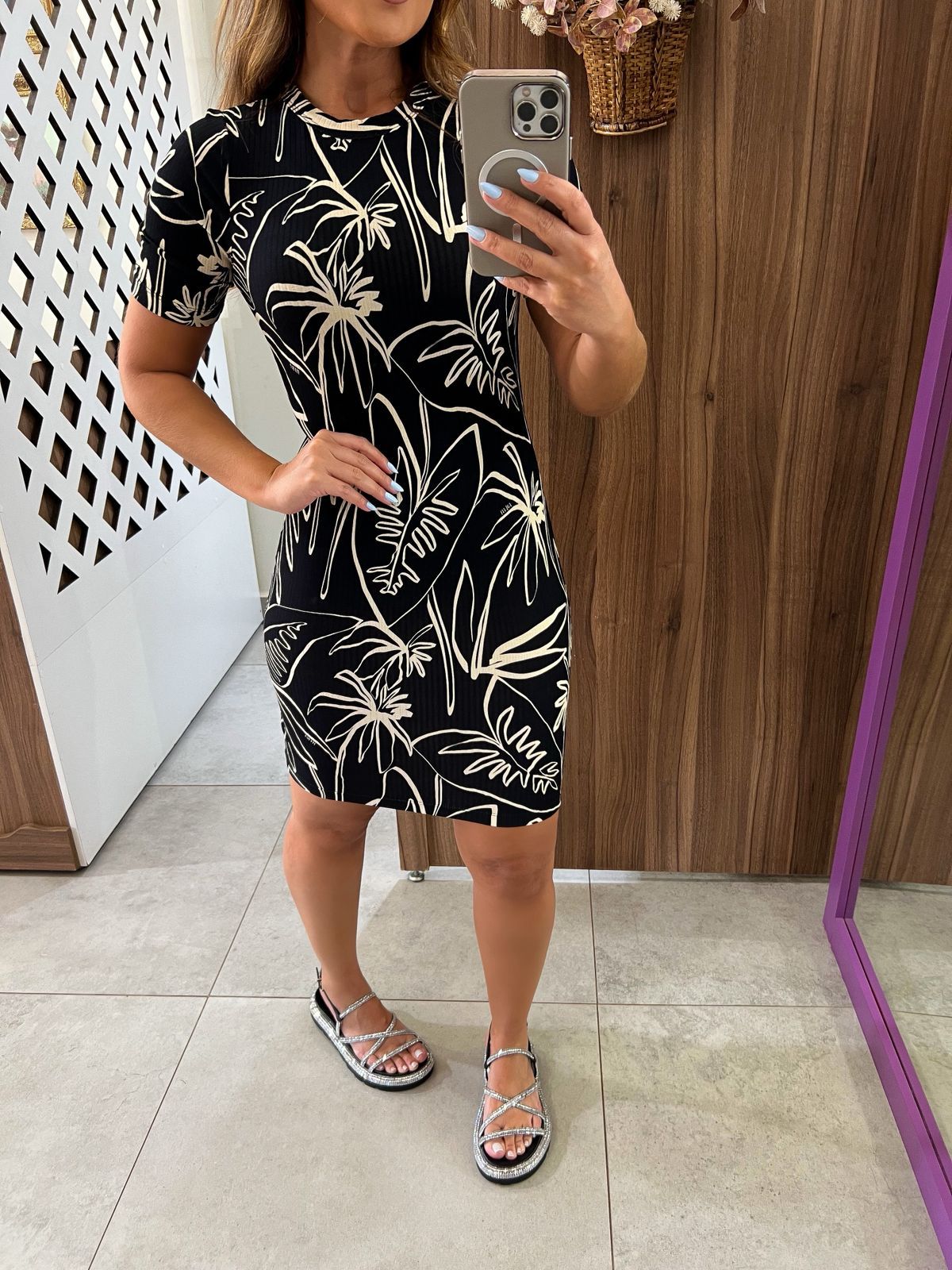 Vestido Estampado Canelado Justo Colcci