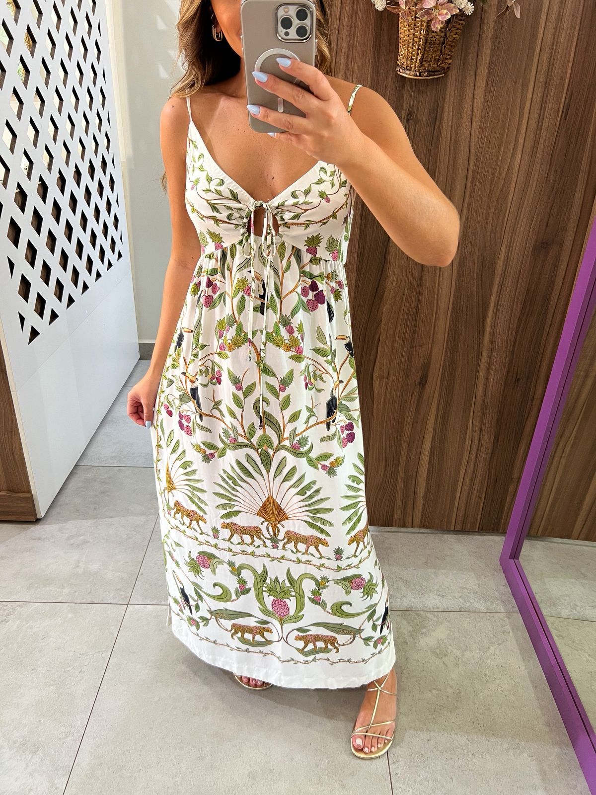 Vestido Cropped Estampado Floresta Doce Farm