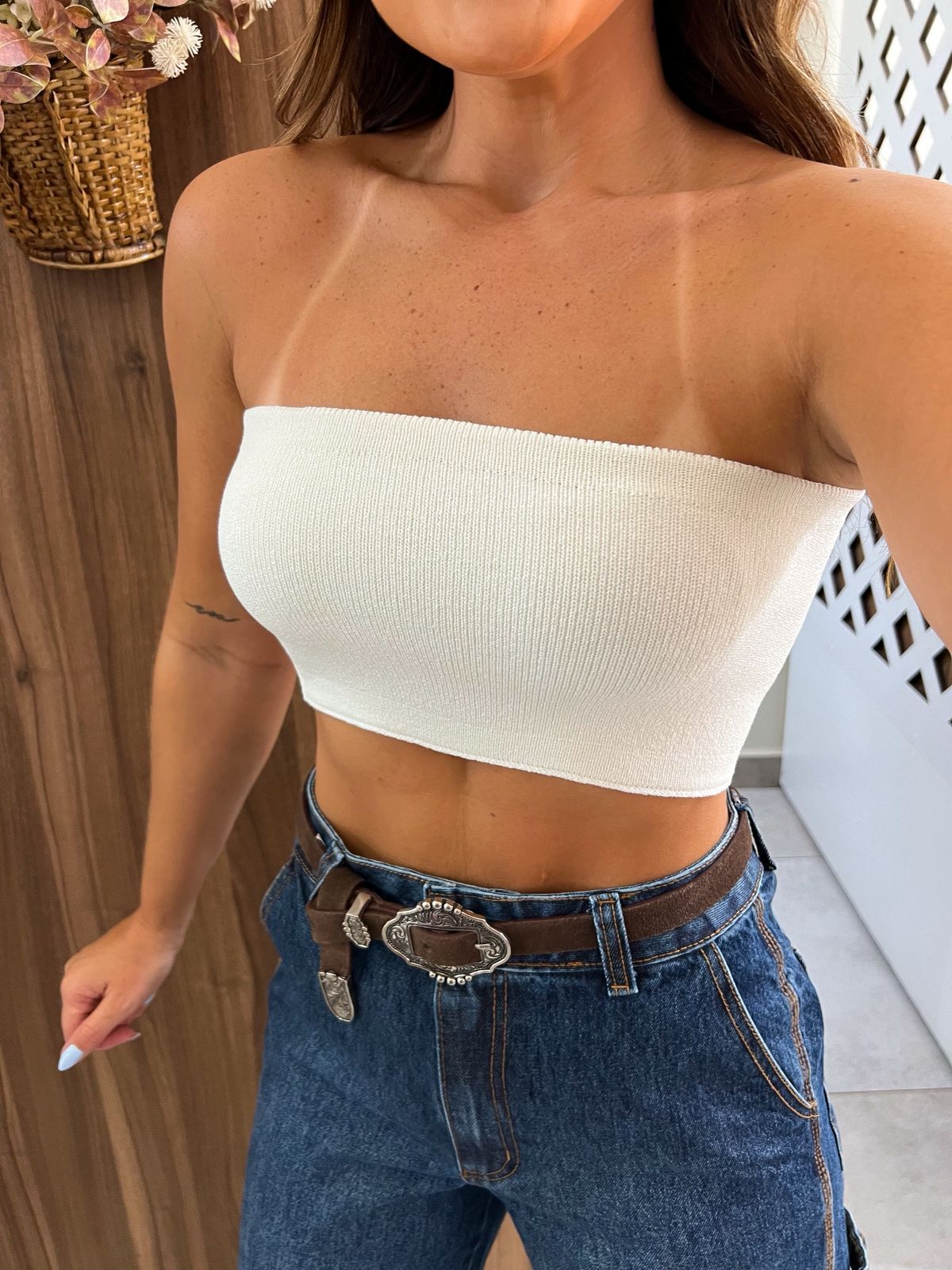 Top Faixa Tricot Off White
