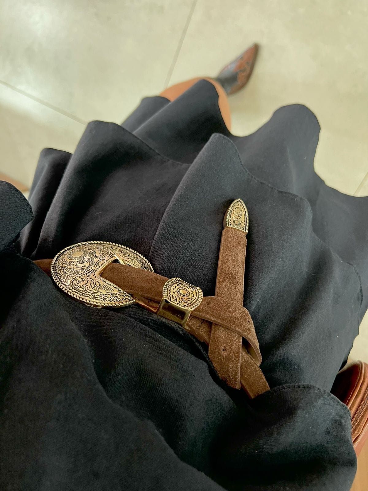 Cinto Cléo Camurça Marrom 