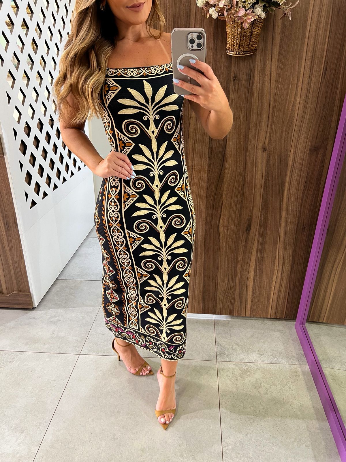 Vestido Midi Estampado Adriele Farm