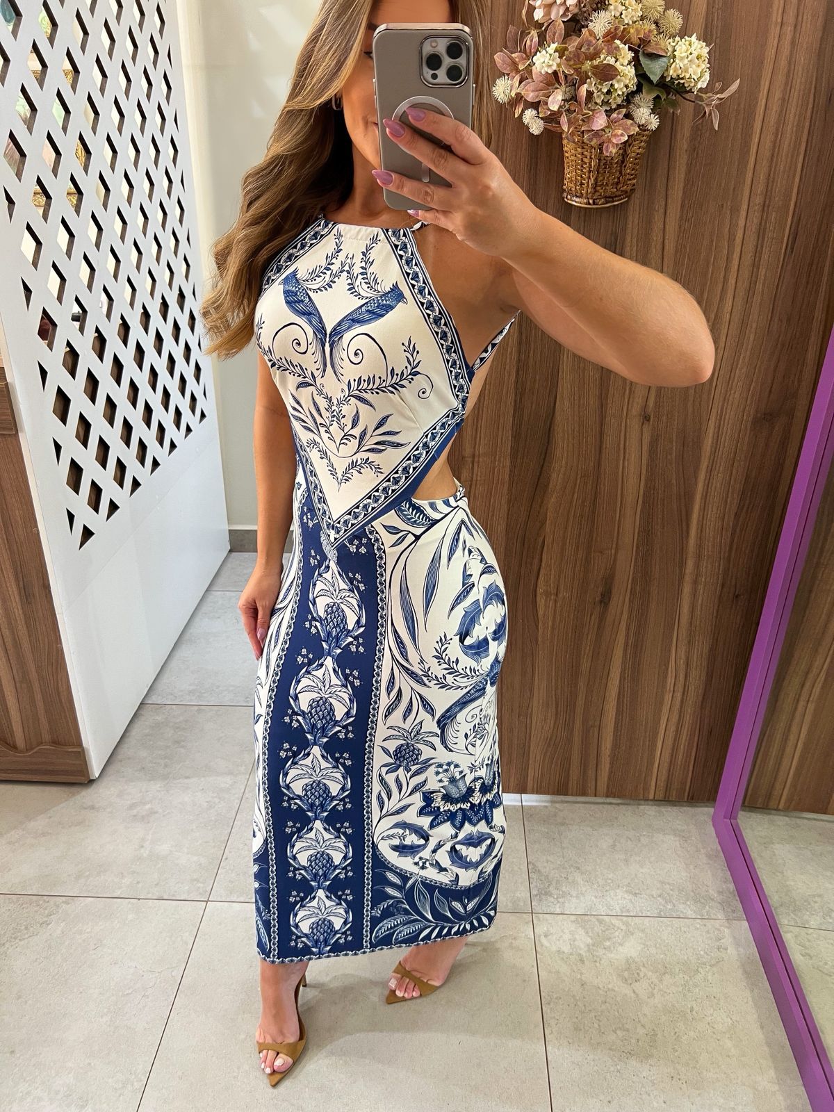 Vestido Midi Estampado Nina Farm