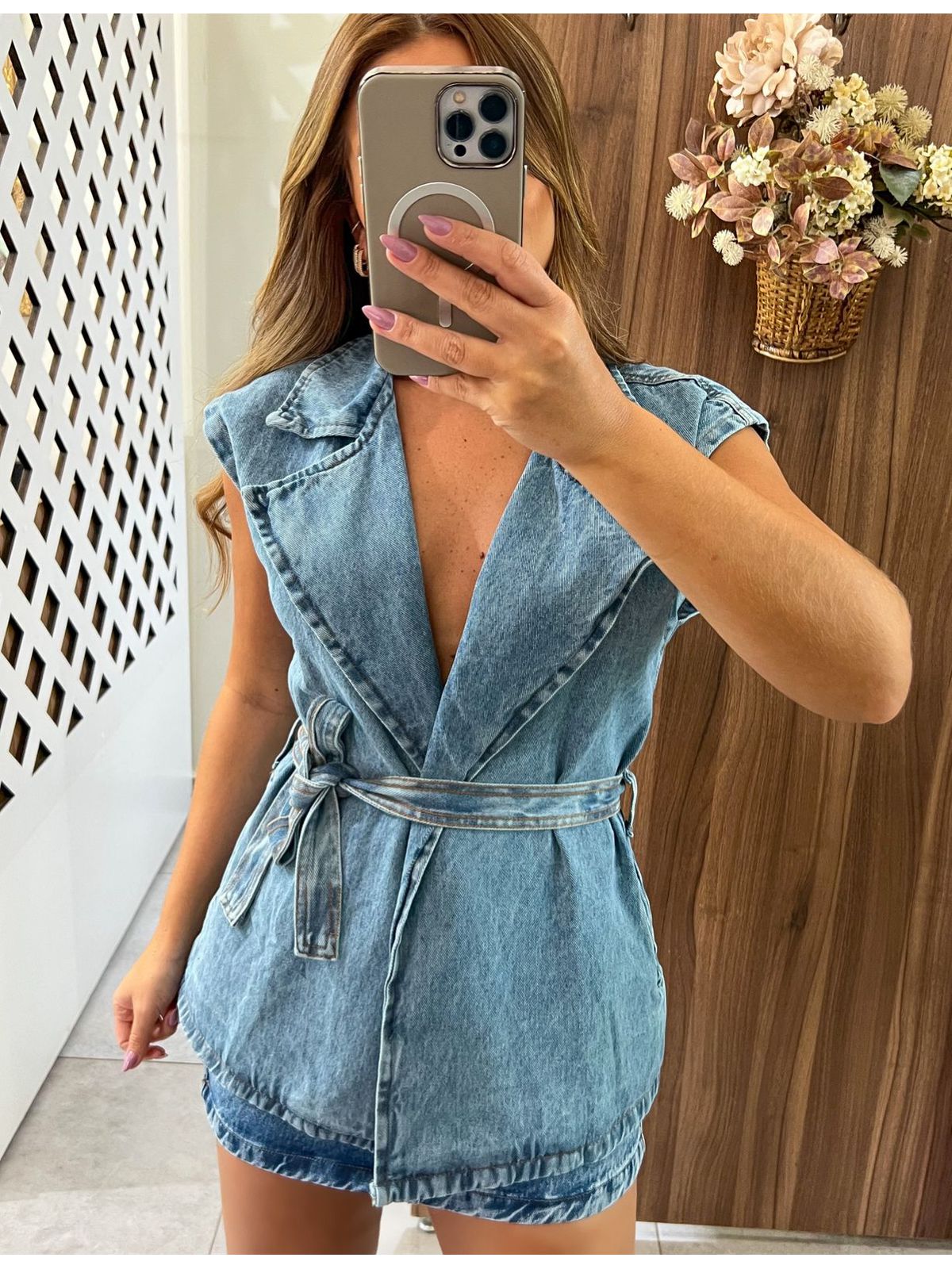 Colete Alongado Jeans Bárbara