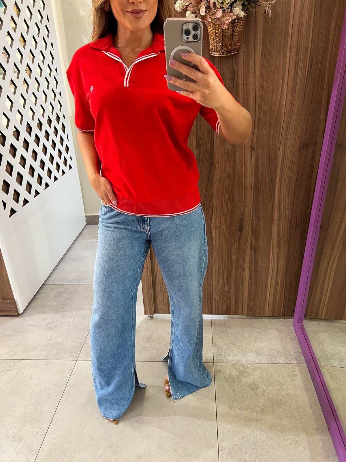 Camisa Polo Canelada Elegance Vermelha Colcci 