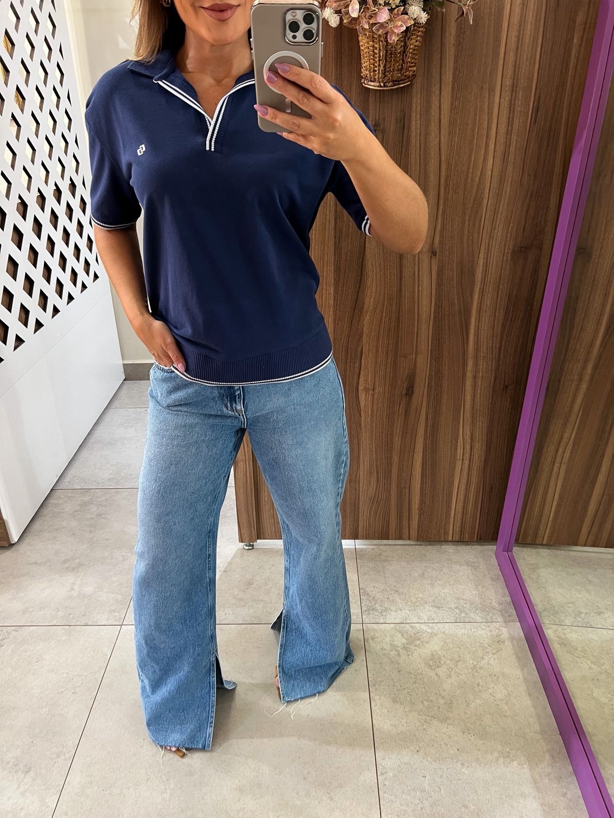 Camisa Polo Canelada Elegance Azul Colcci 