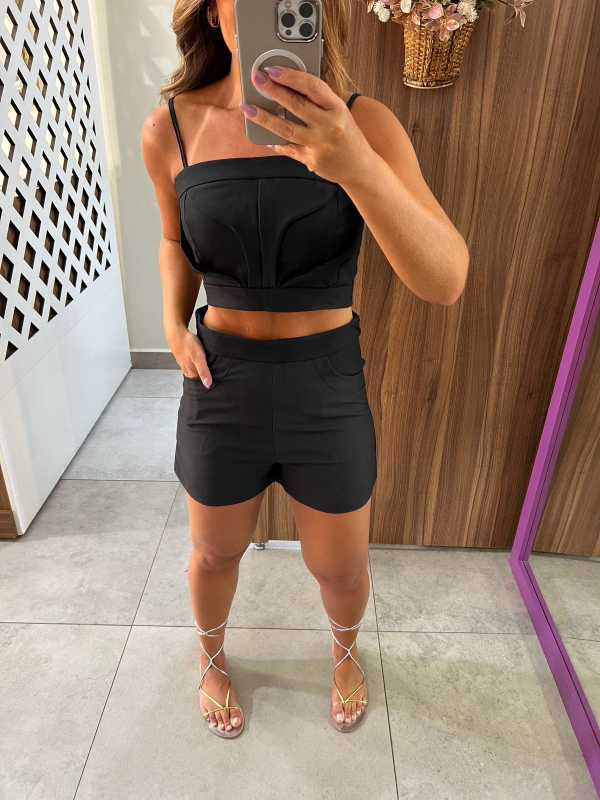 Conjunto Curto Alfaiataria Preto Mavie 