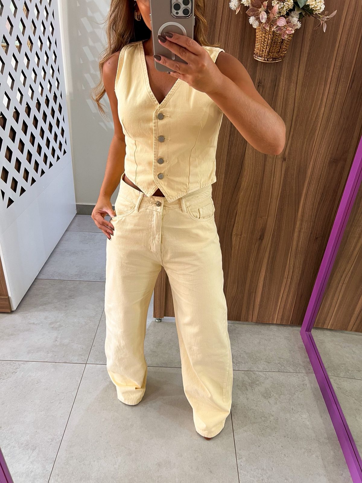 Calça Jeans New Baggy Amarela Alcance