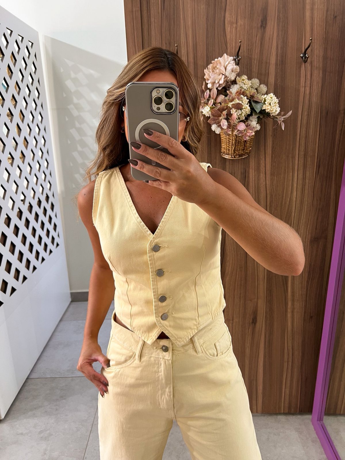 Colete Jeans Indie Amarelo Alcance